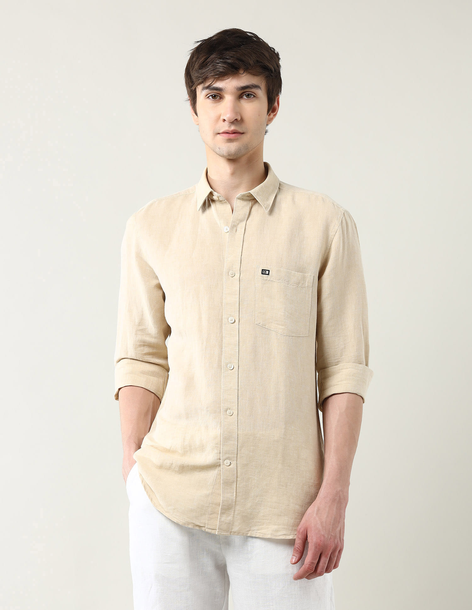 Buy Arrow Sport Regular Fit Solid Pure Linen Shirt - NNNOW.com