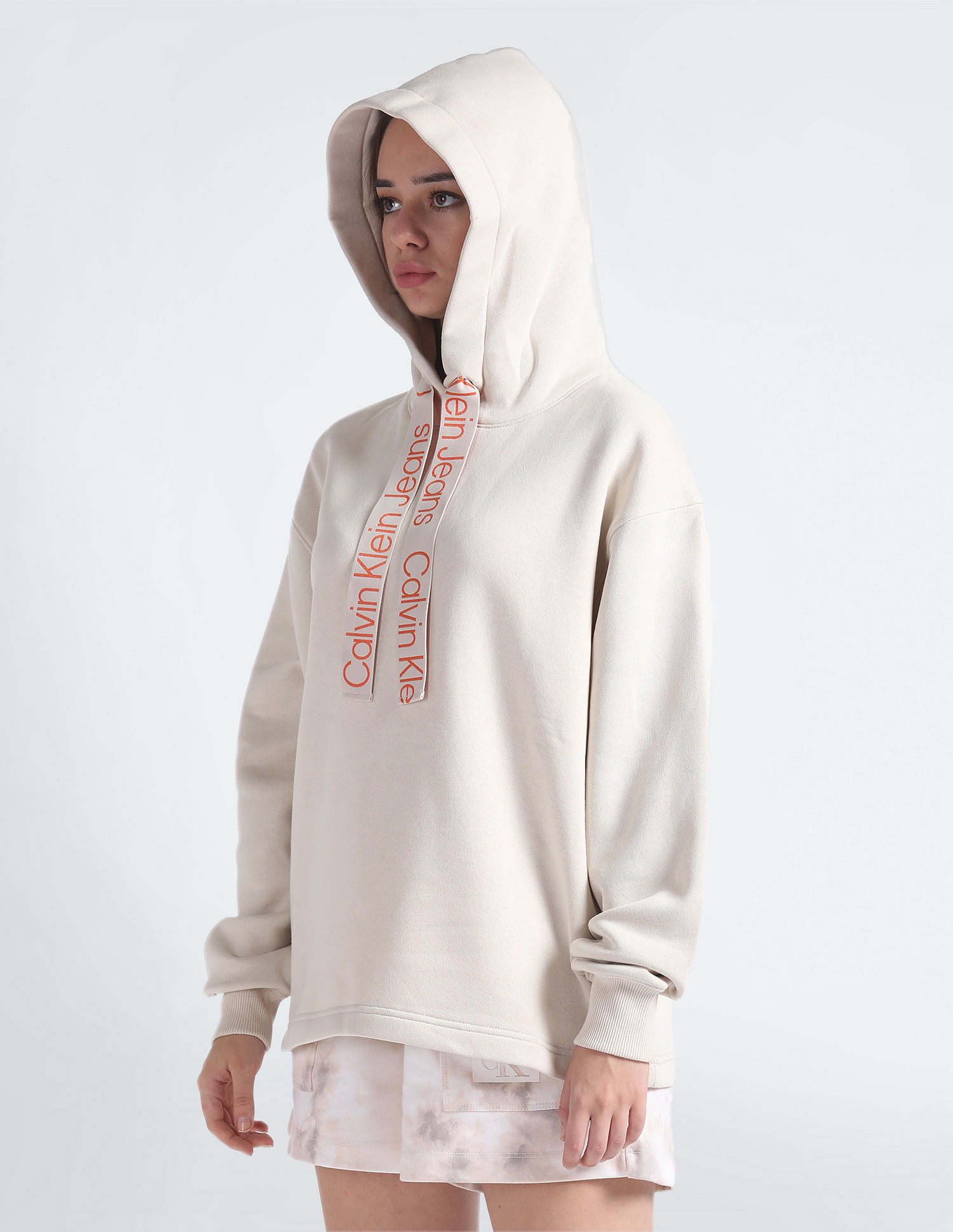 Calvin Klein Contrast Drawcords Oversized Hoodie Women