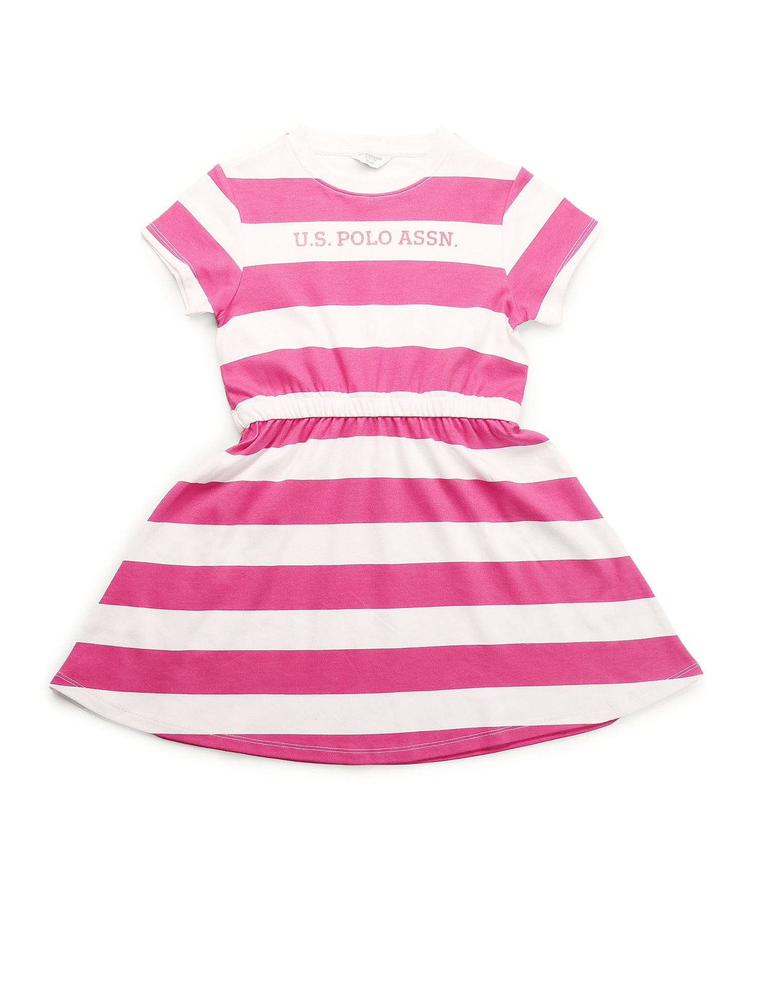 U.S. Polo Assn. Kids Girls Striped Fit And Flare Dress