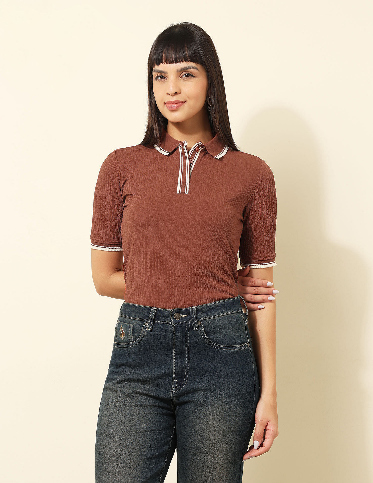 U.S. Polo Assn. Women Regular Fit Solid Polo Shirt