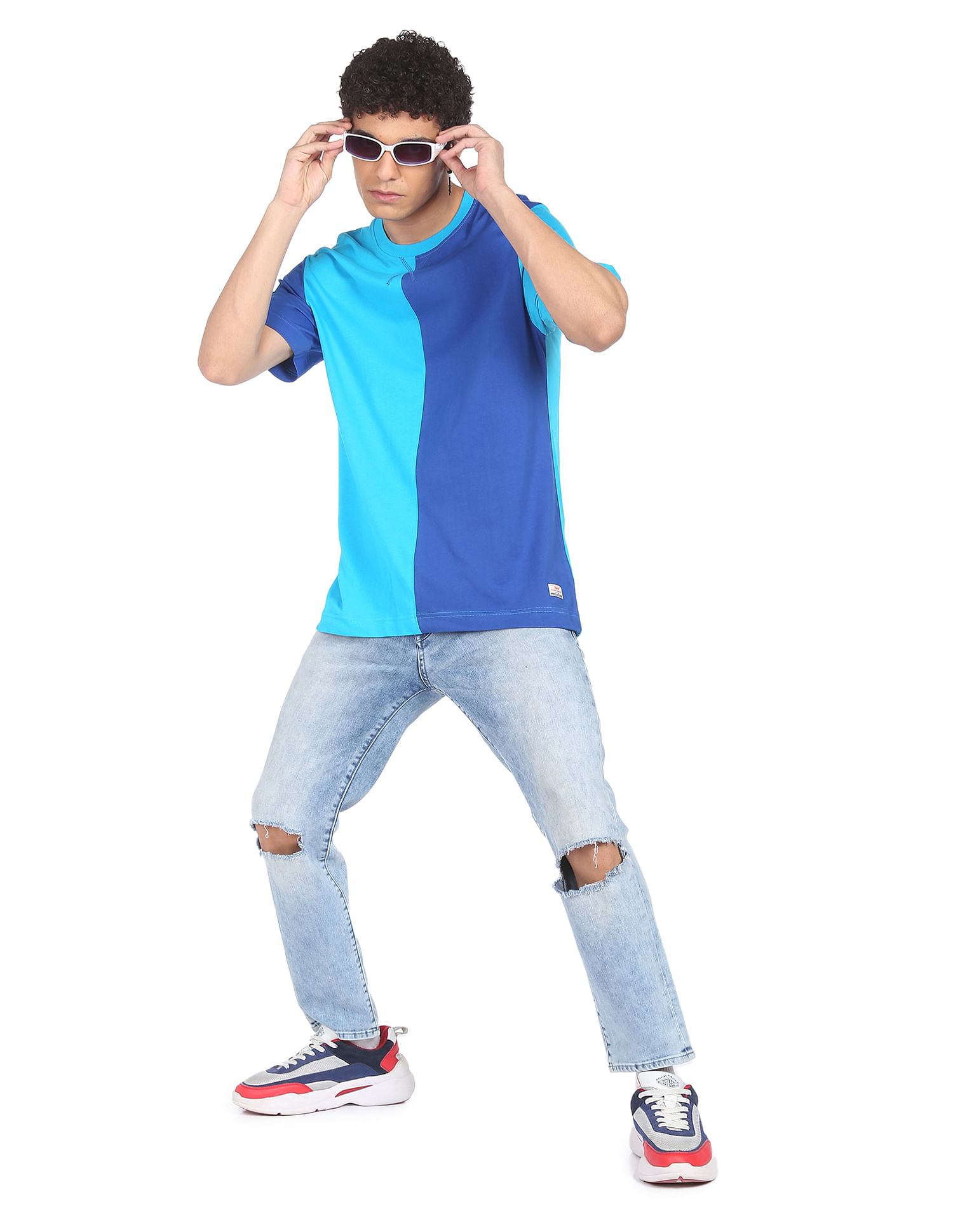 Flying Machine Cotton Colour Block T-Shirt