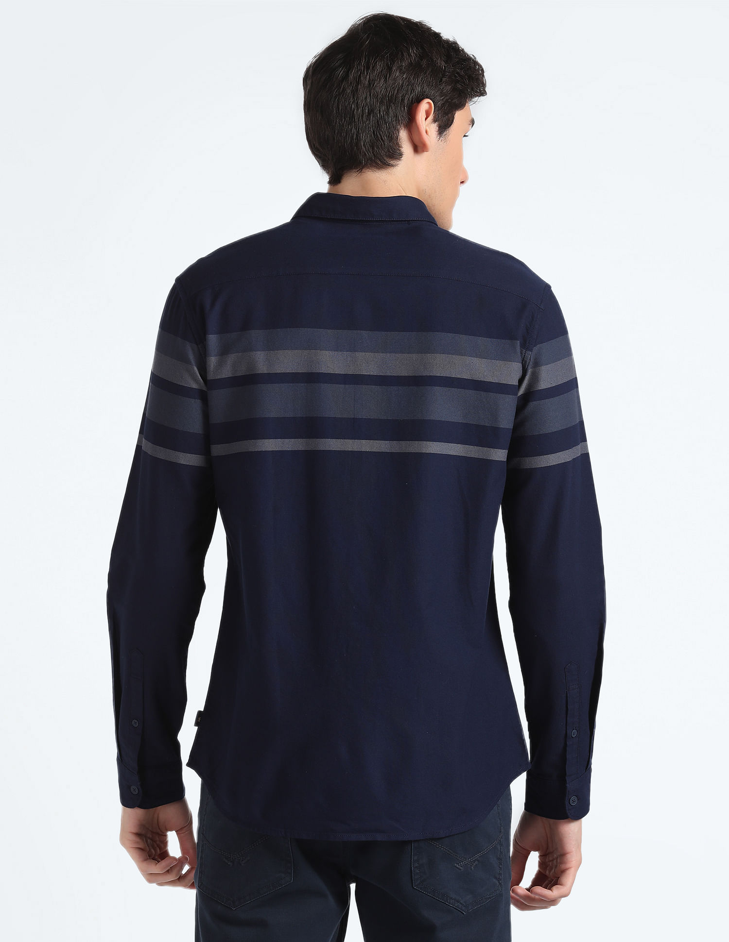 Flying Machine Horizontal Stripe Cotton Shirt