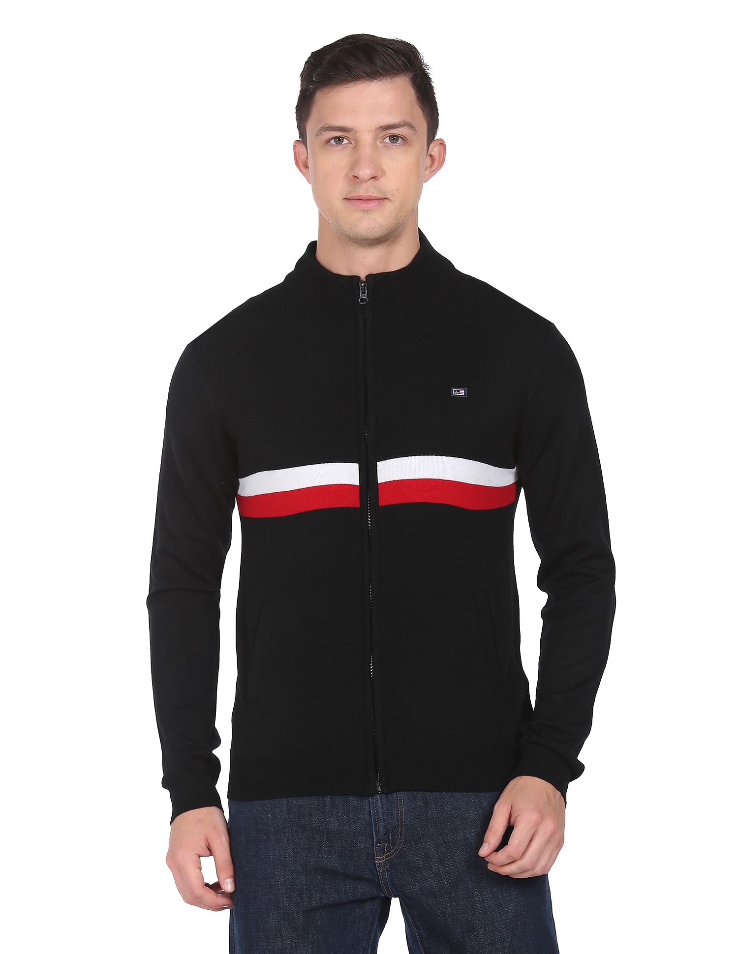 Arrow Sports Contrast Stripe Acrylic Sweater