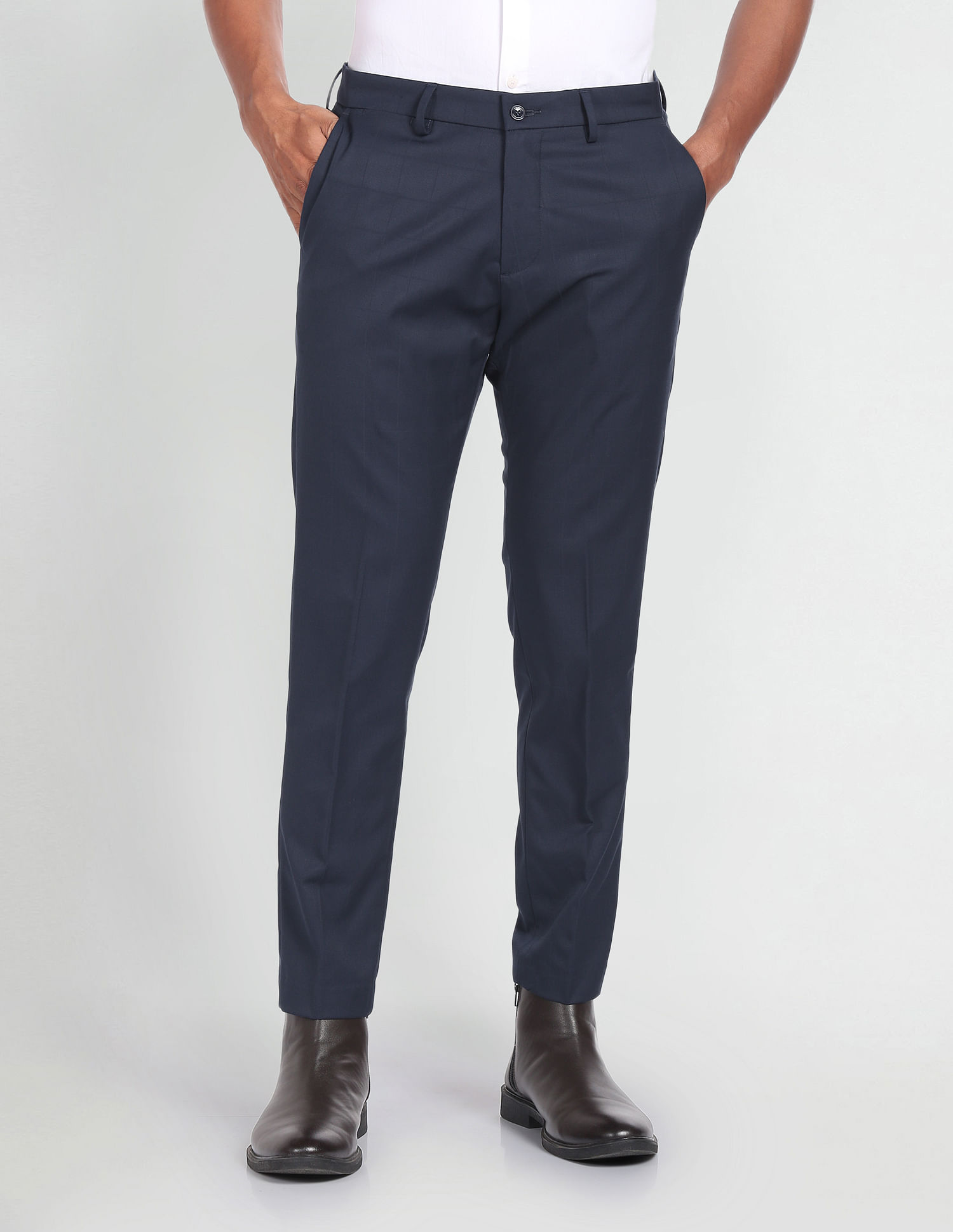 Arrow Newyork Windowpane Check Smart Flex Trousers