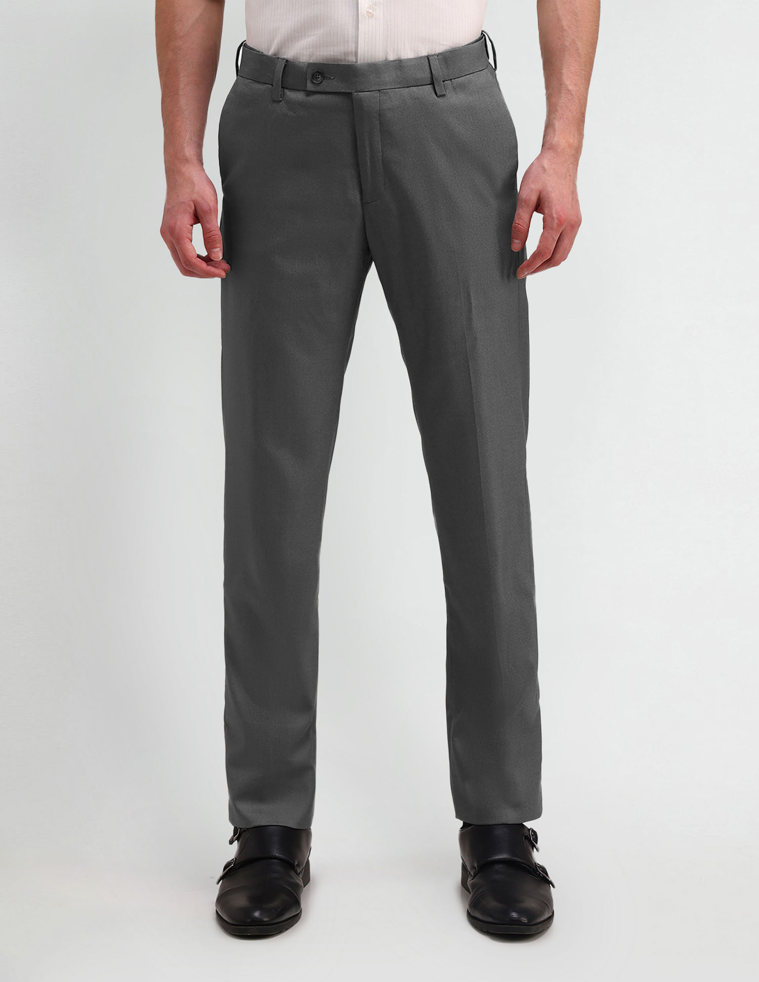 Arrow Solid Twill Slim Fit Trousers
