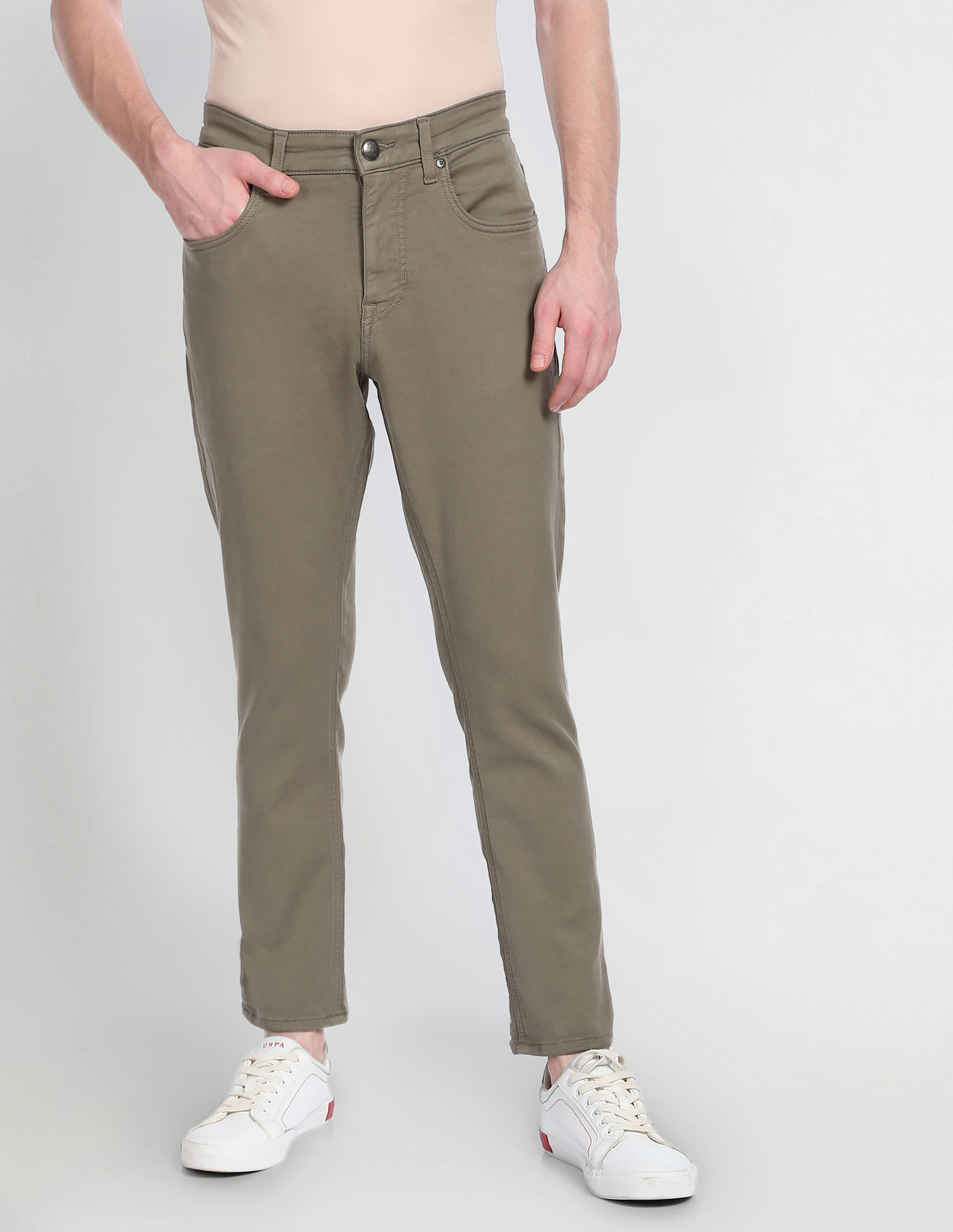 Buy MIXT by Nykaa Fashion Olive Green High Waist Wide Leg Jeans Online