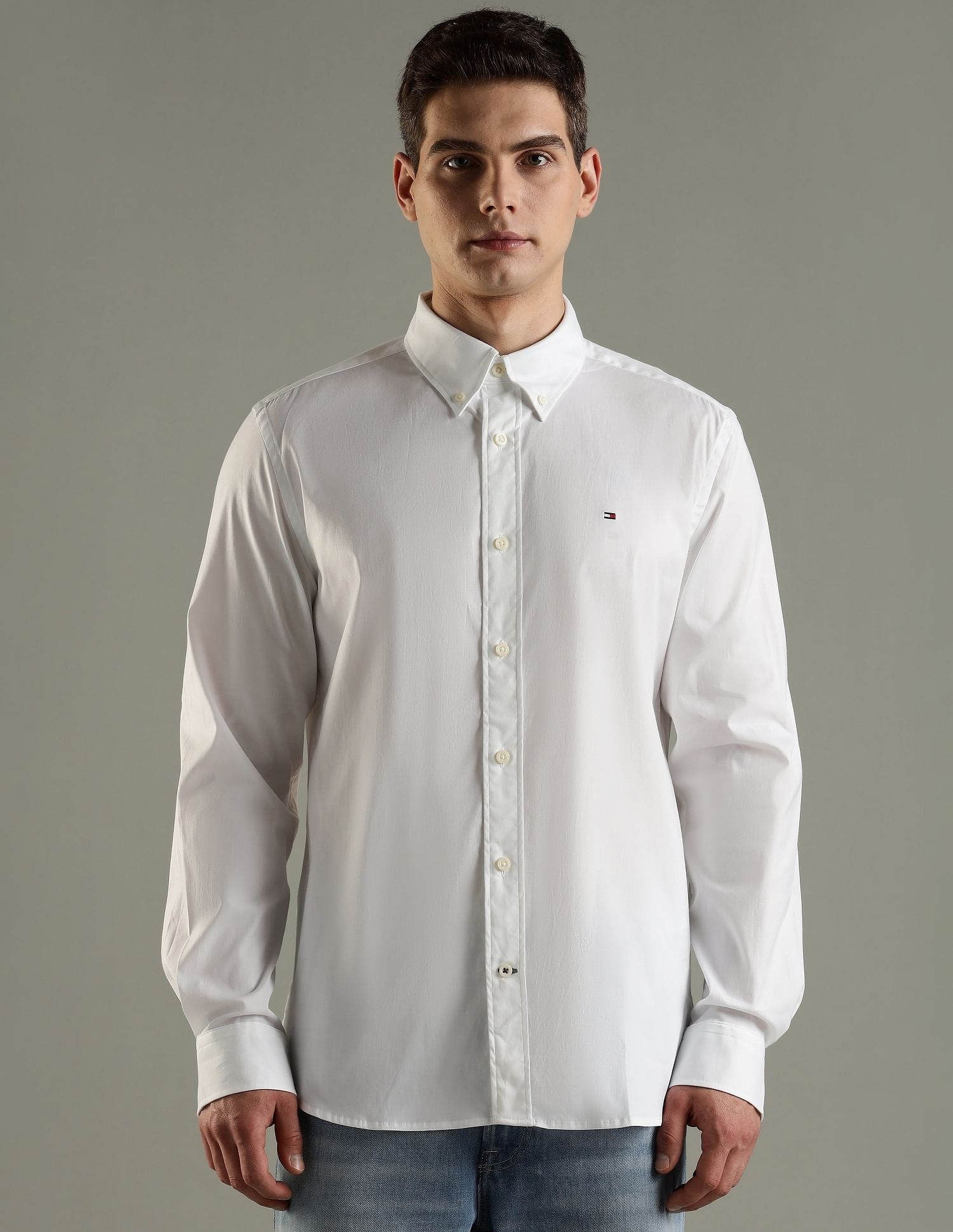 Tommy Hilfiger Solid Regular Fit Cotton Shirt