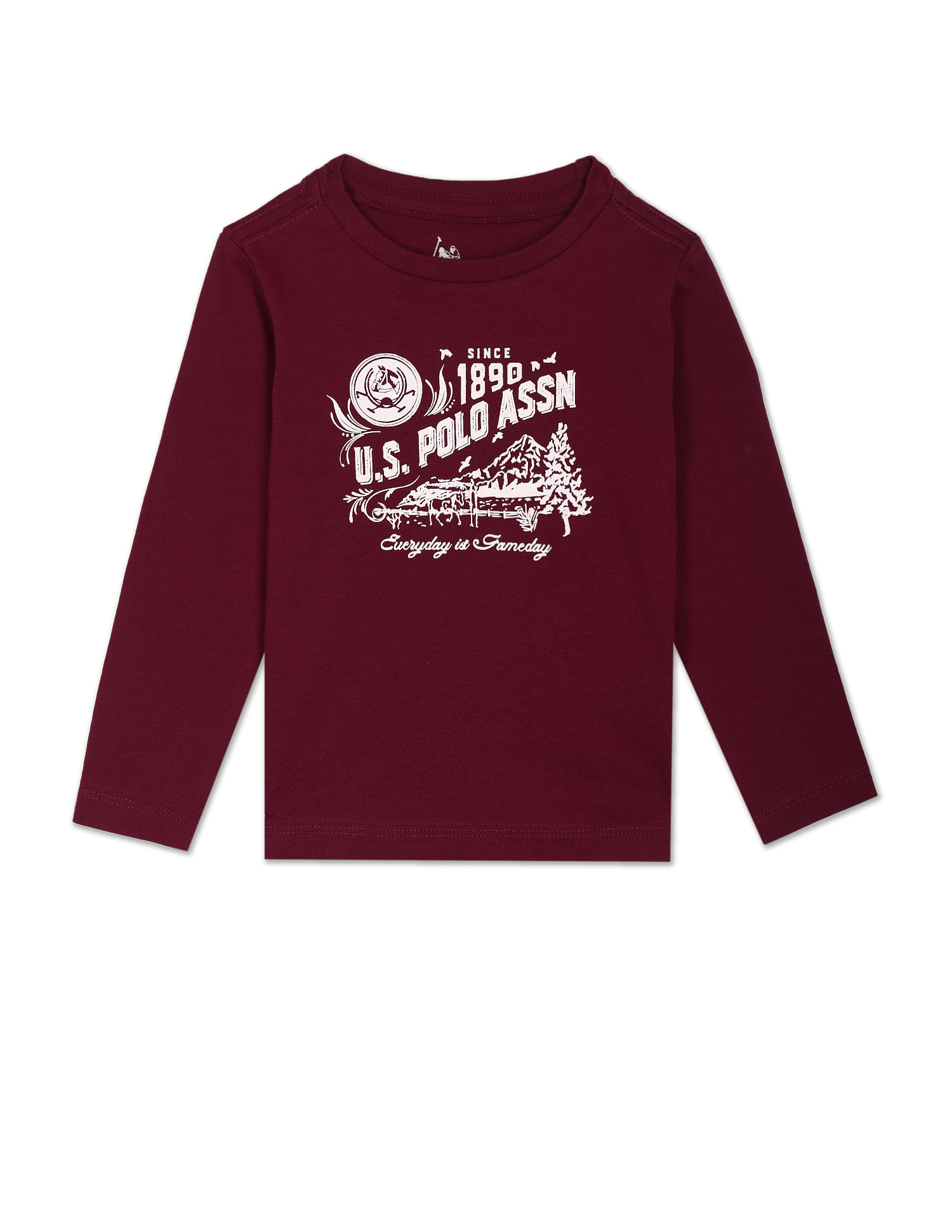 U.S. Polo Assn. Kids Boys Beige and Wine Brand Print T-Shirt - Pack Of 2