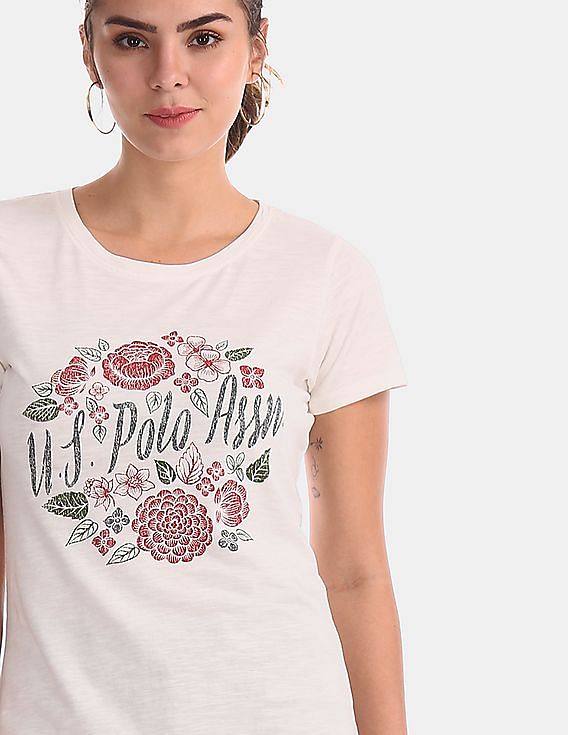 U.S. Polo Assn. Women Brand Print Cotton T-Shirt