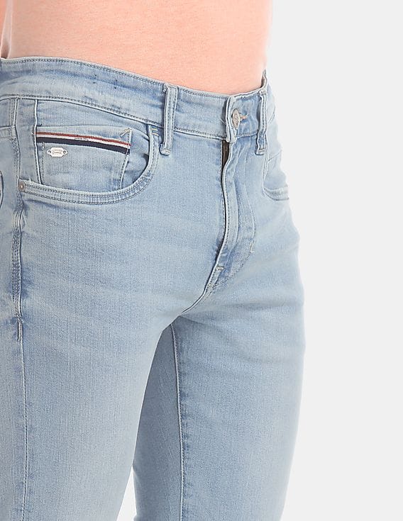Men Blue Regallo Skinny Fit Faded Jeans 