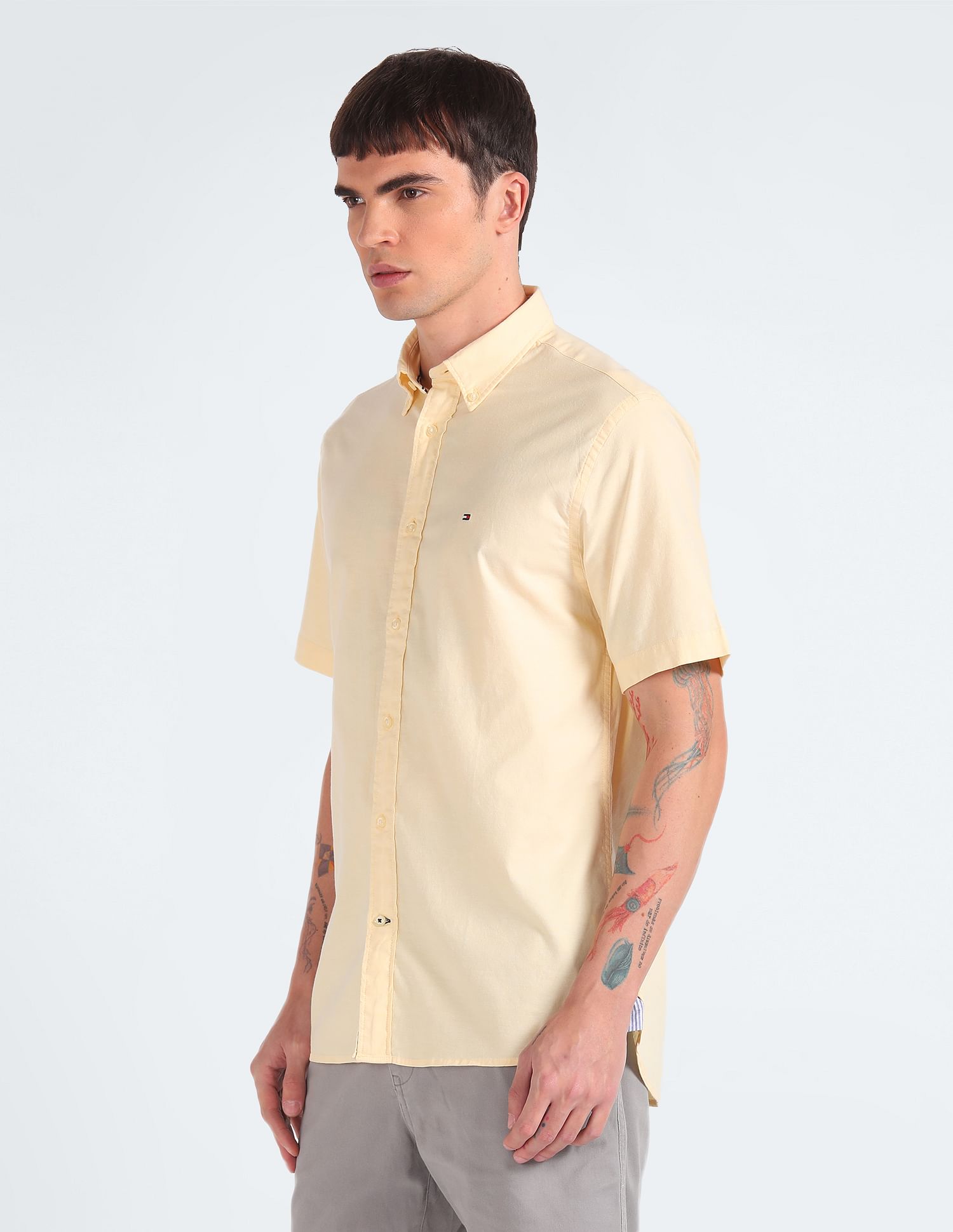 Tommy hilfiger men's short sleeve button front on sale shirt