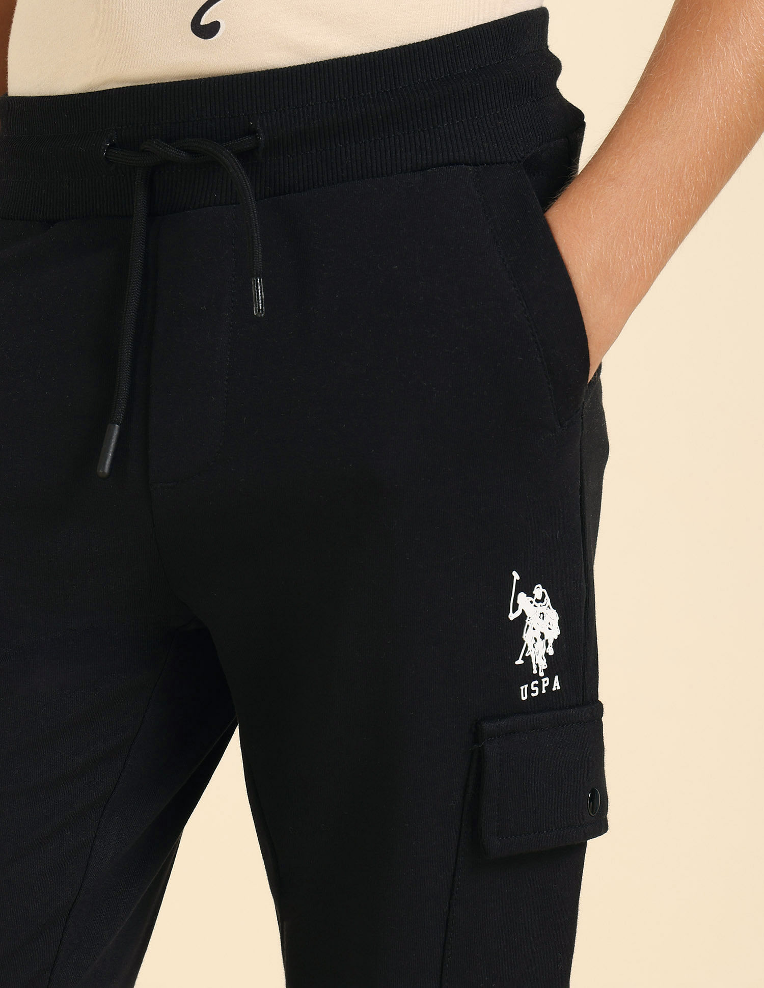 U.S. Polo Assn. Kids Boys Solid Pure Cotton Track Pants