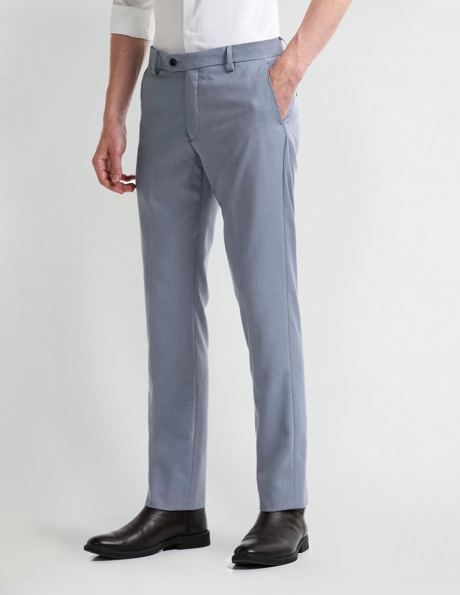 Arrow Slim Fit Self-Design Trousers