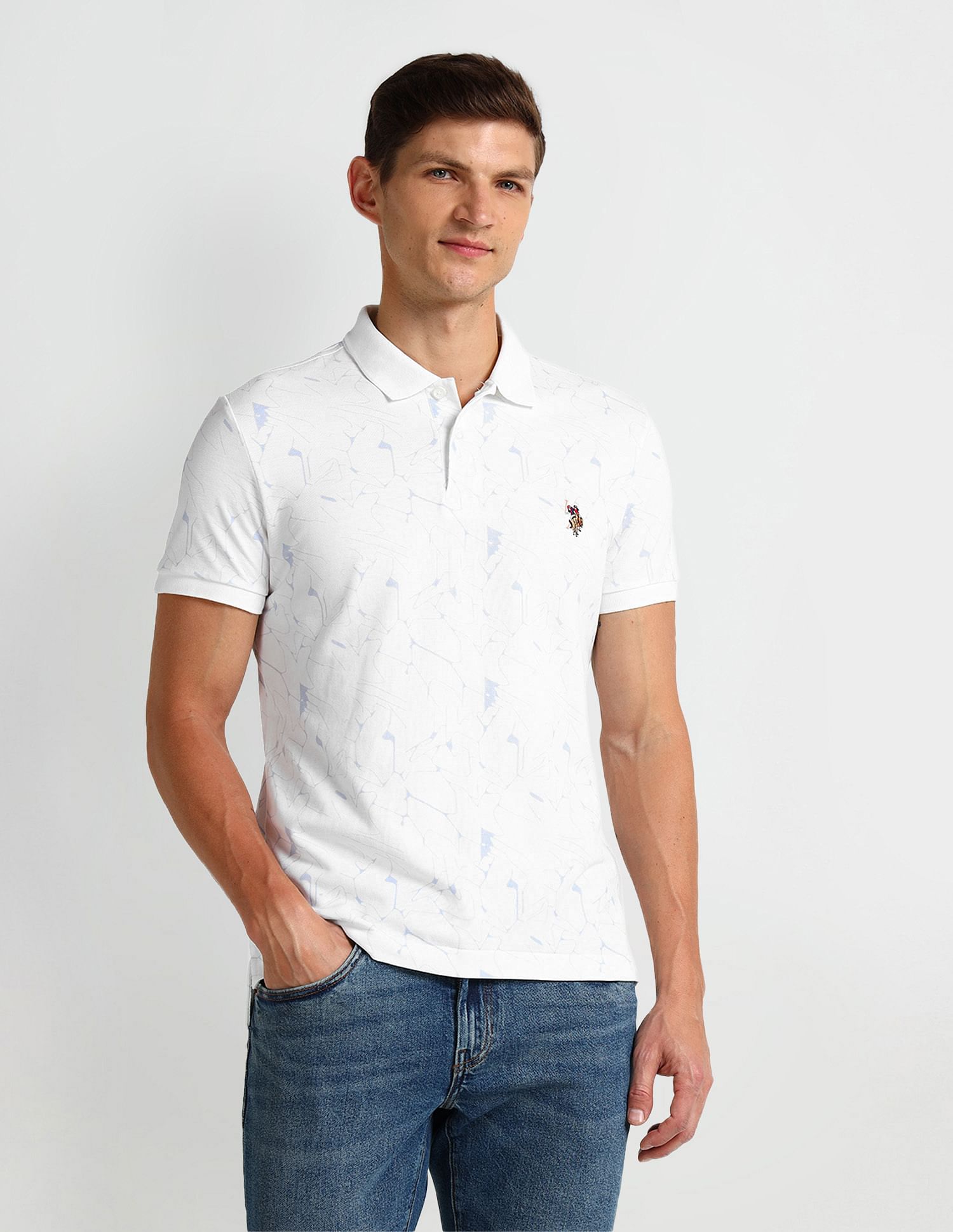 U.S. Polo Assn. Denim Co. Muscle Fit Abstract Polo Shirt