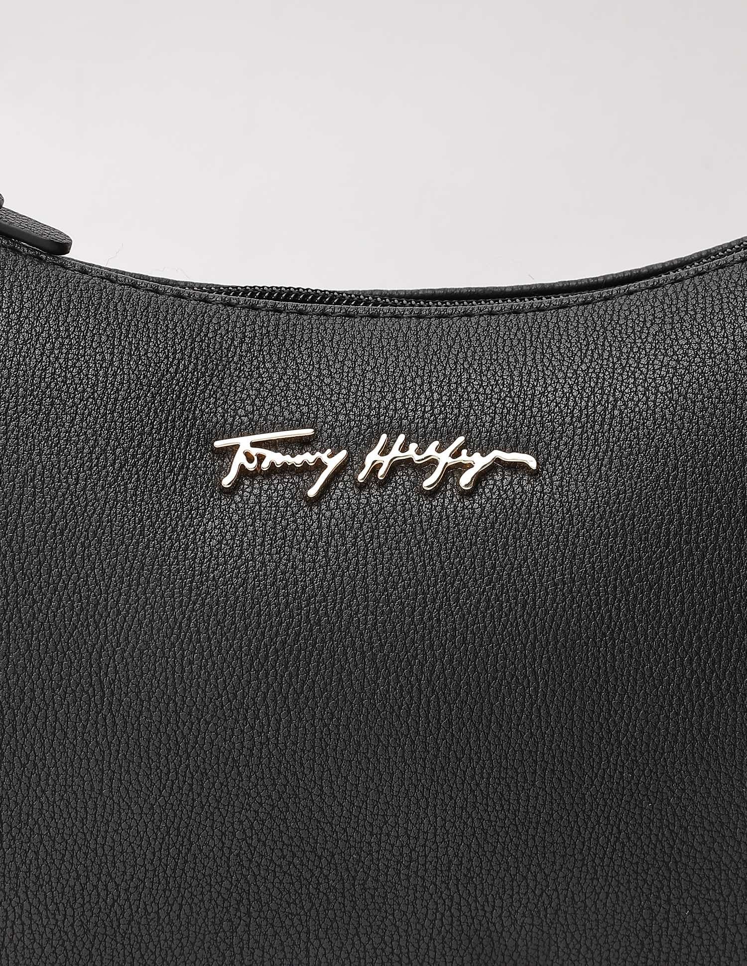 Tommy Hilfiger Solid Black Pu Shoulder Bag