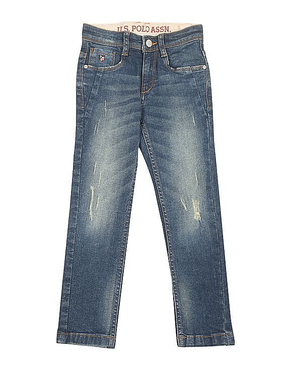 U.S. Polo Assn. Kids Lightly Distressed Slim Fit Jeans