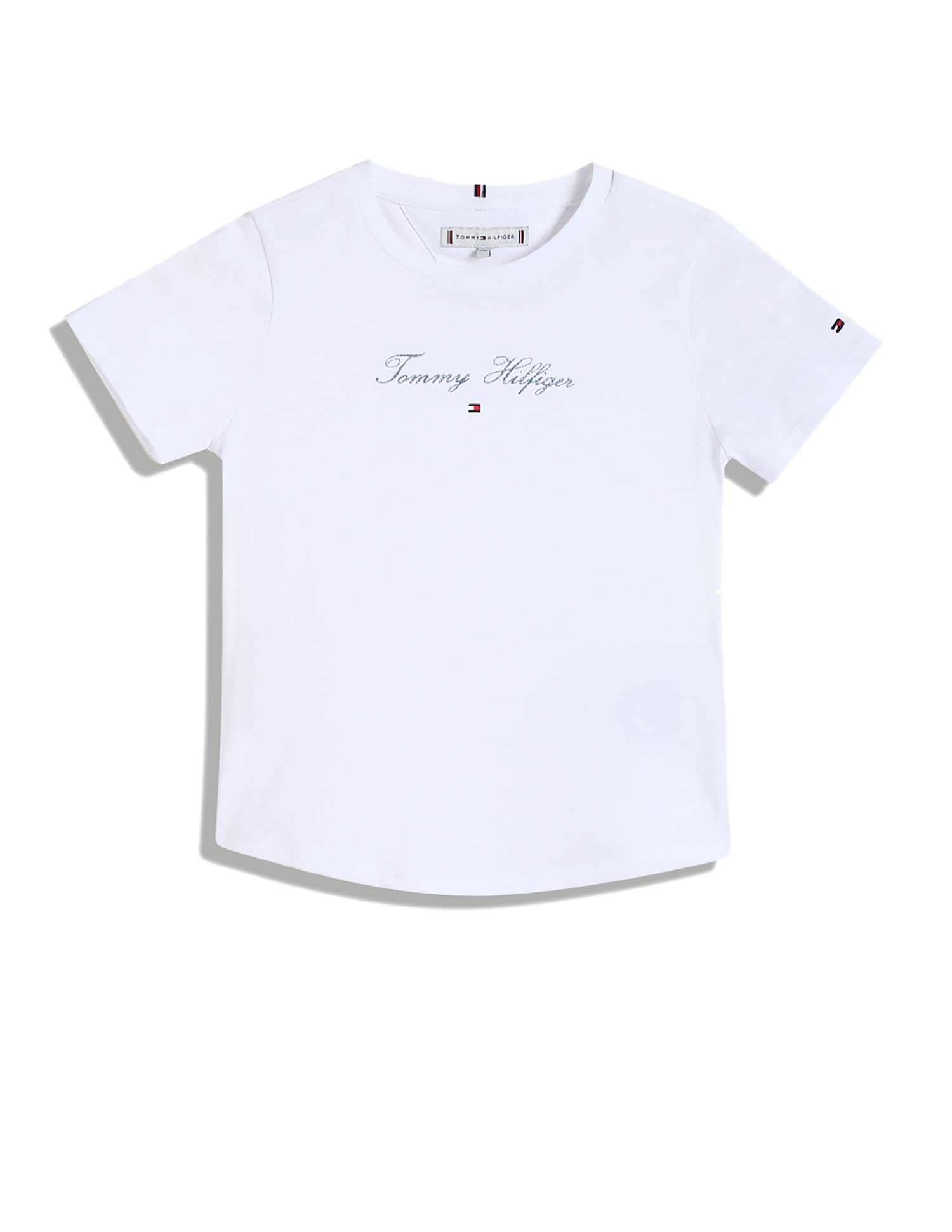 Tommy Hilfiger Kids Girls Logo Slim-Fit Cotton T-Shirt