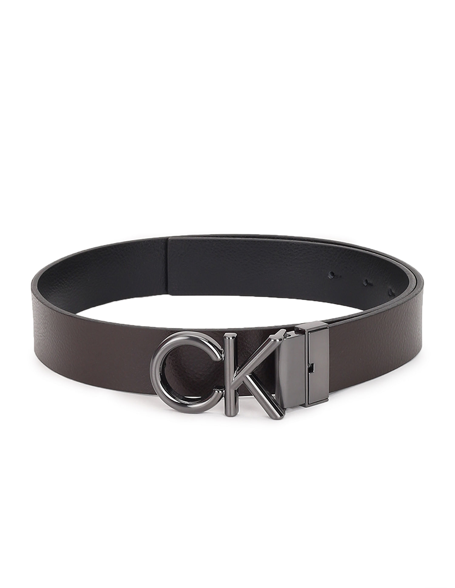Calvin Klein Adjustable Leather Belt, Black at John Lewis & Partners