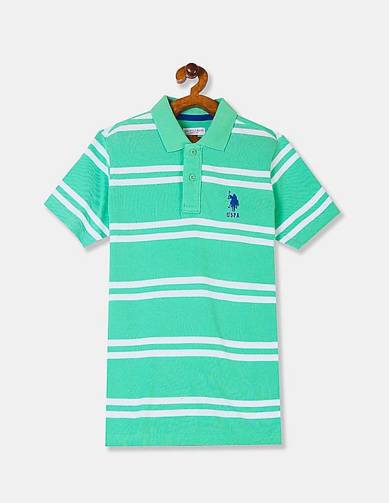 green striped polo shirt