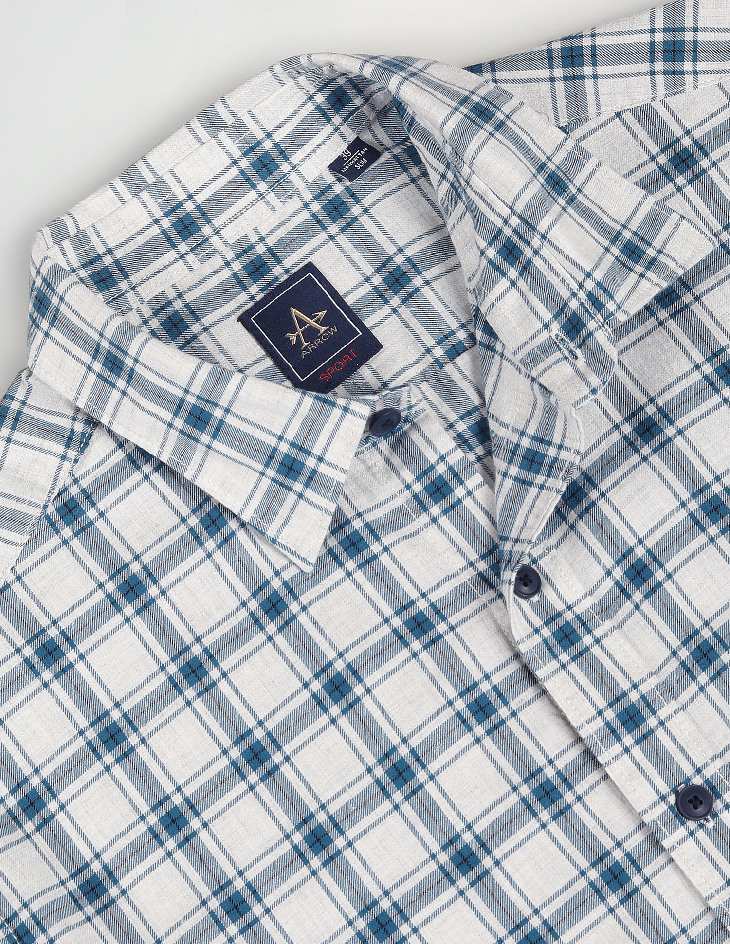 Arrow Sports Point Collar Tartan Check Casual Shirt