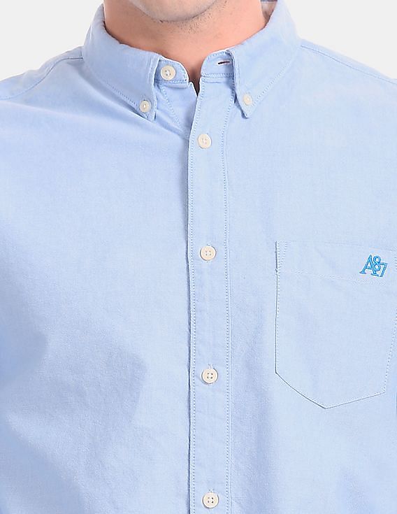 Aeropostale Blue Button Down Collar Oxford Casual Shirt