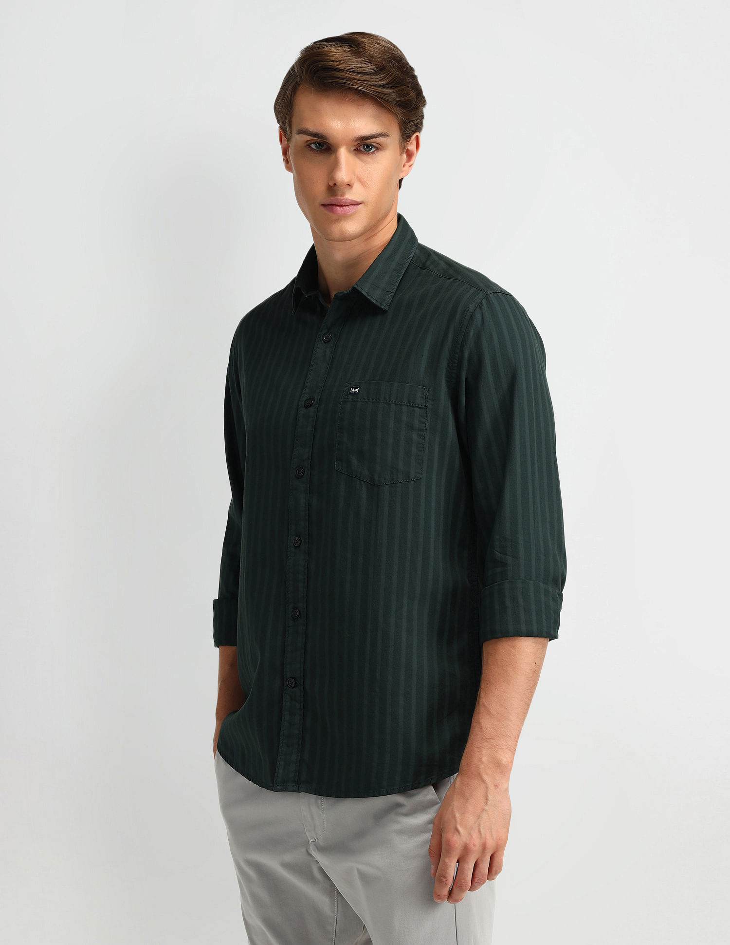 Arrow Sport Vertical Striped Cotton Shirt