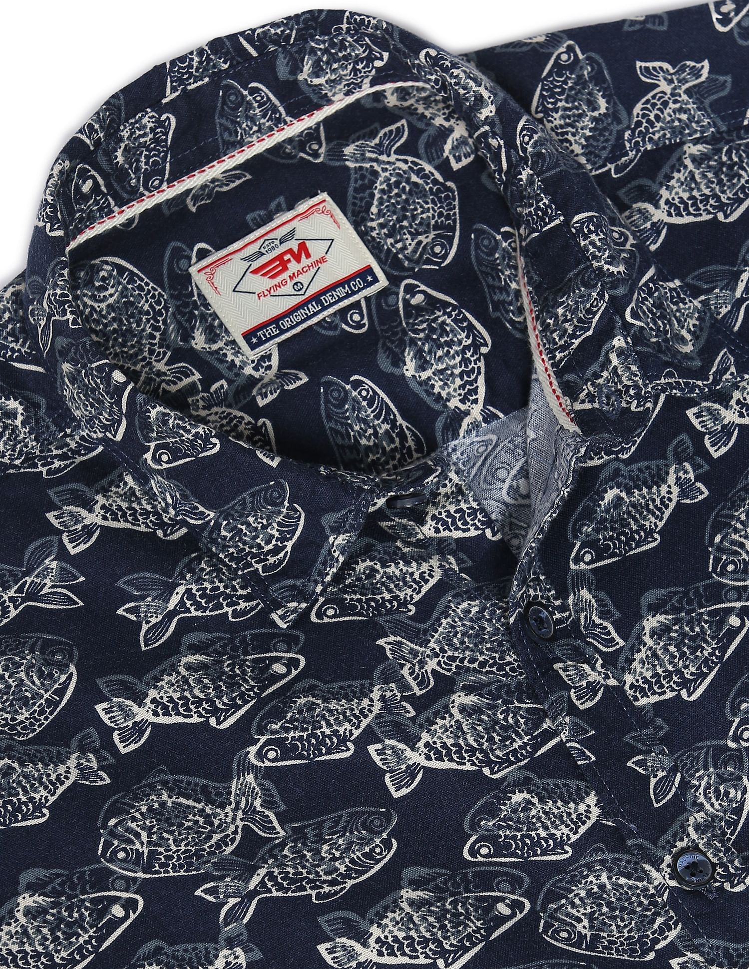 Flying Machine Spread Collar Abstract Print Shirt
