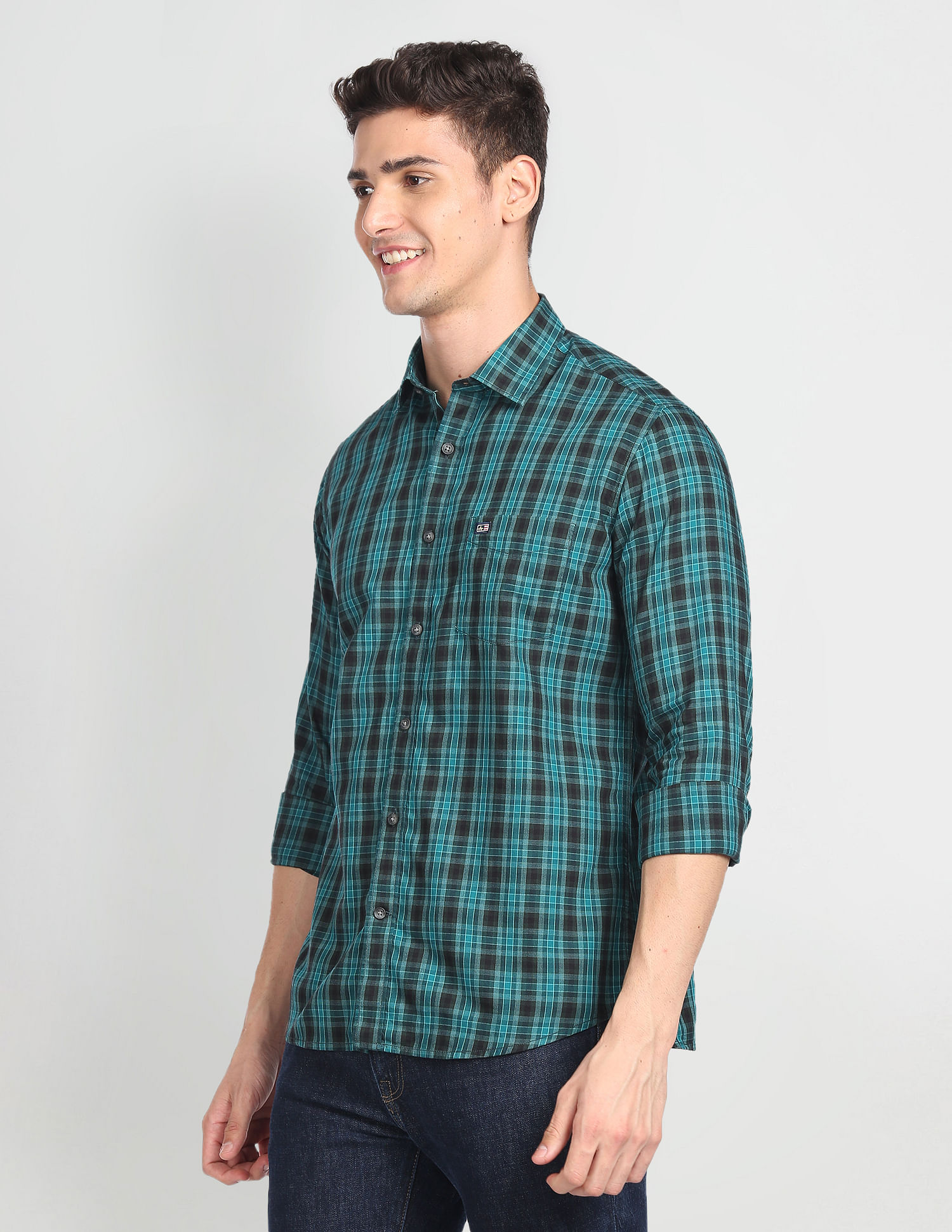 Arrow Sports Dupplin Check Manhattan Slim Fit Shirt