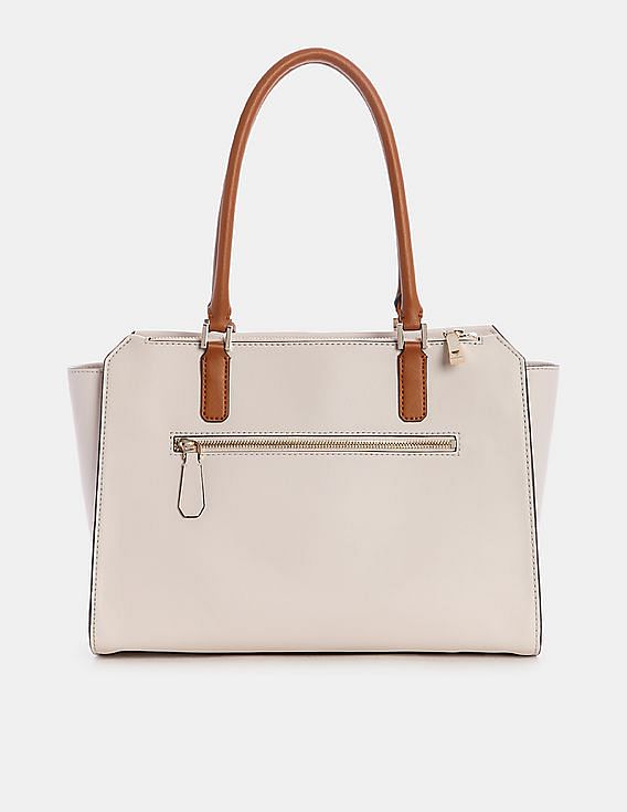 Buy GUESS Women Brown And Off White Cherie Status Carryall Bag NNNOW