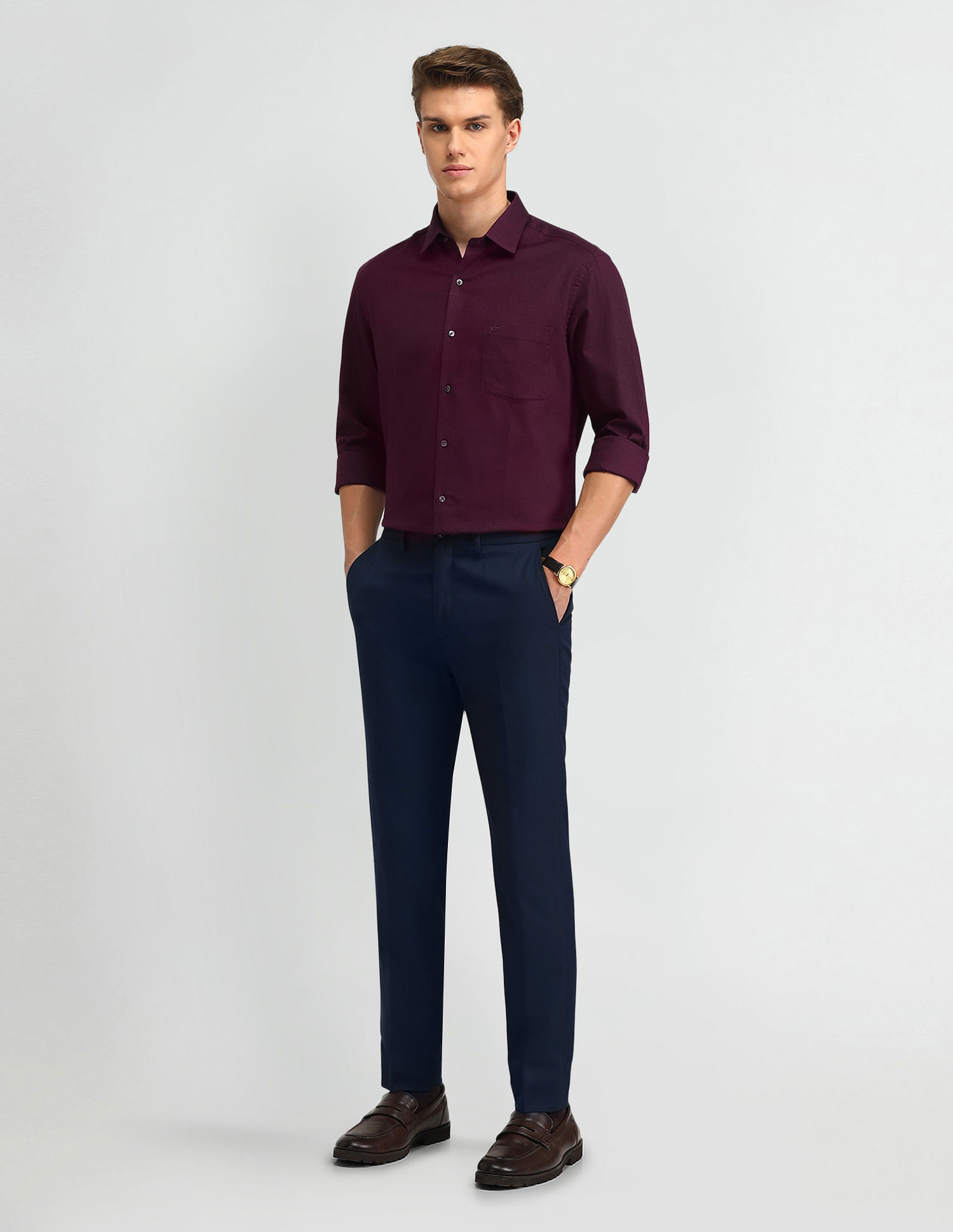 Arrow Solid Manhattan Slim Fit Shirt