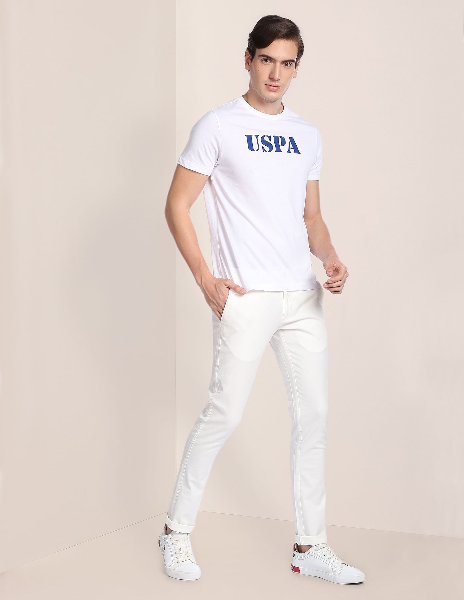 U.S. Polo Assn. Denver Slim Fit Textured Casual Trousers