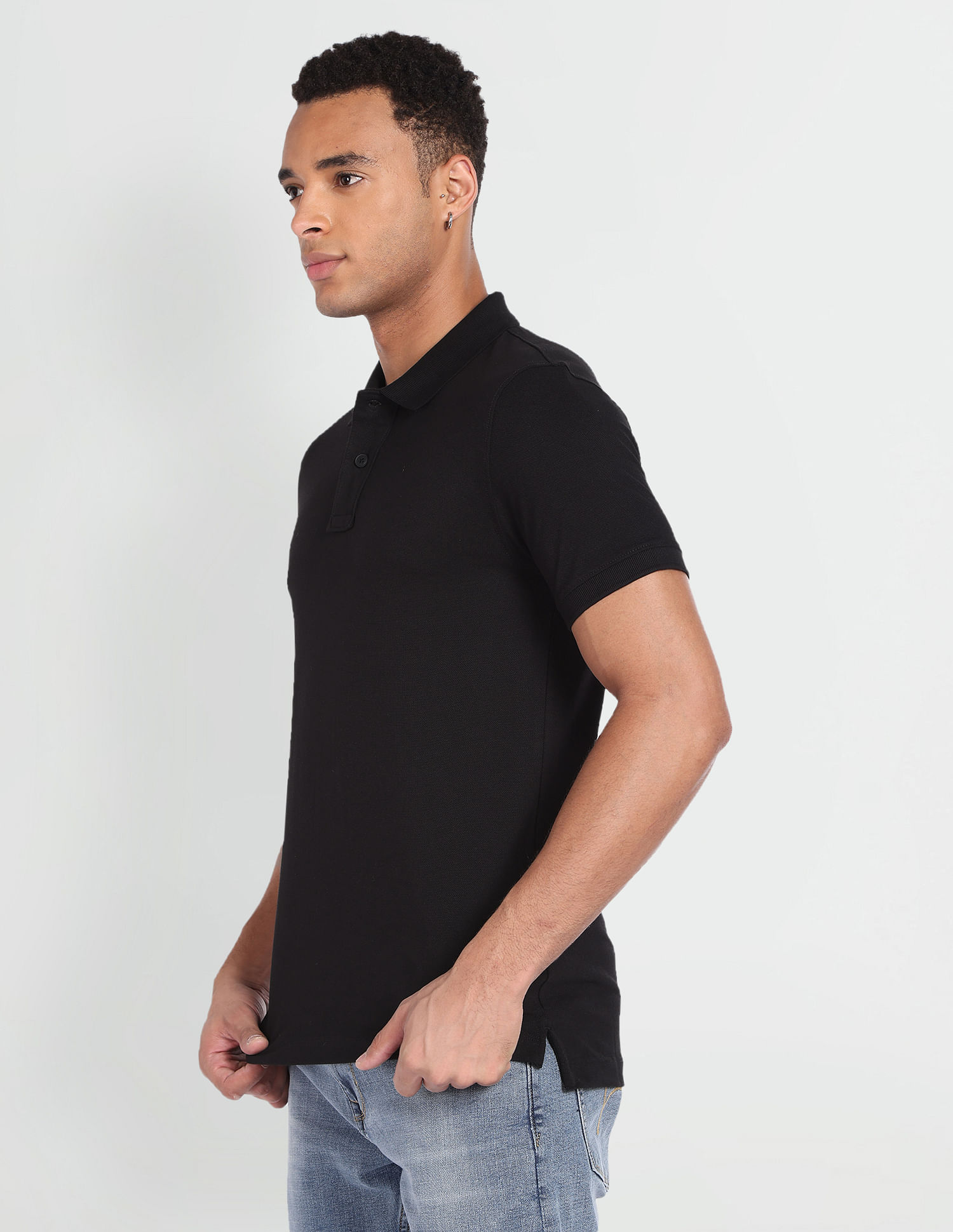 Flying Machine Short Sleeve Solid Polo Shirt