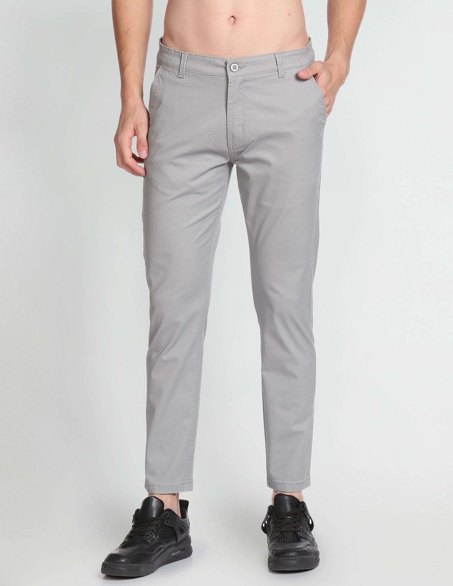 Flying Machine Twill Geometric Print Trousers