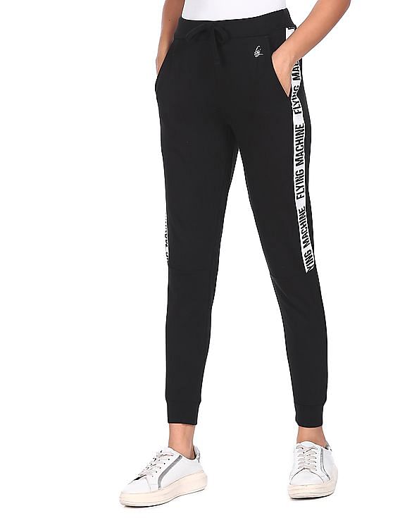 Buy Tommy Hilfiger Women Black Mid Rise Brand Taping Joggers - NNNOW.com