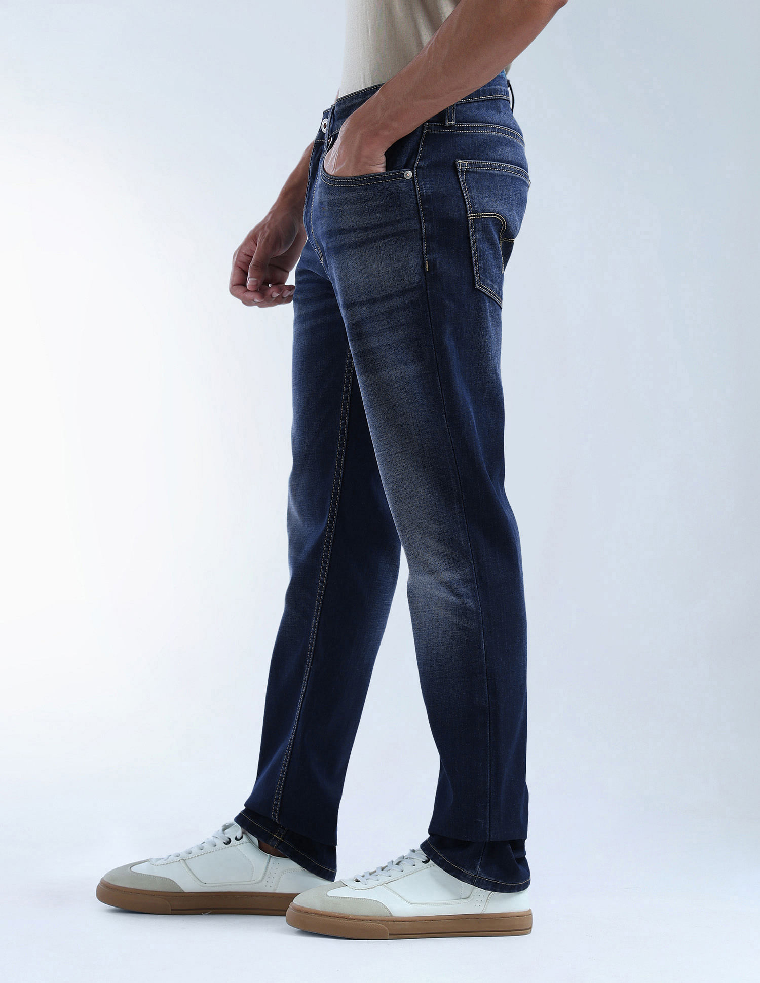 Flying Machine Freddie Slim Straight Fit Whiskered Jeans