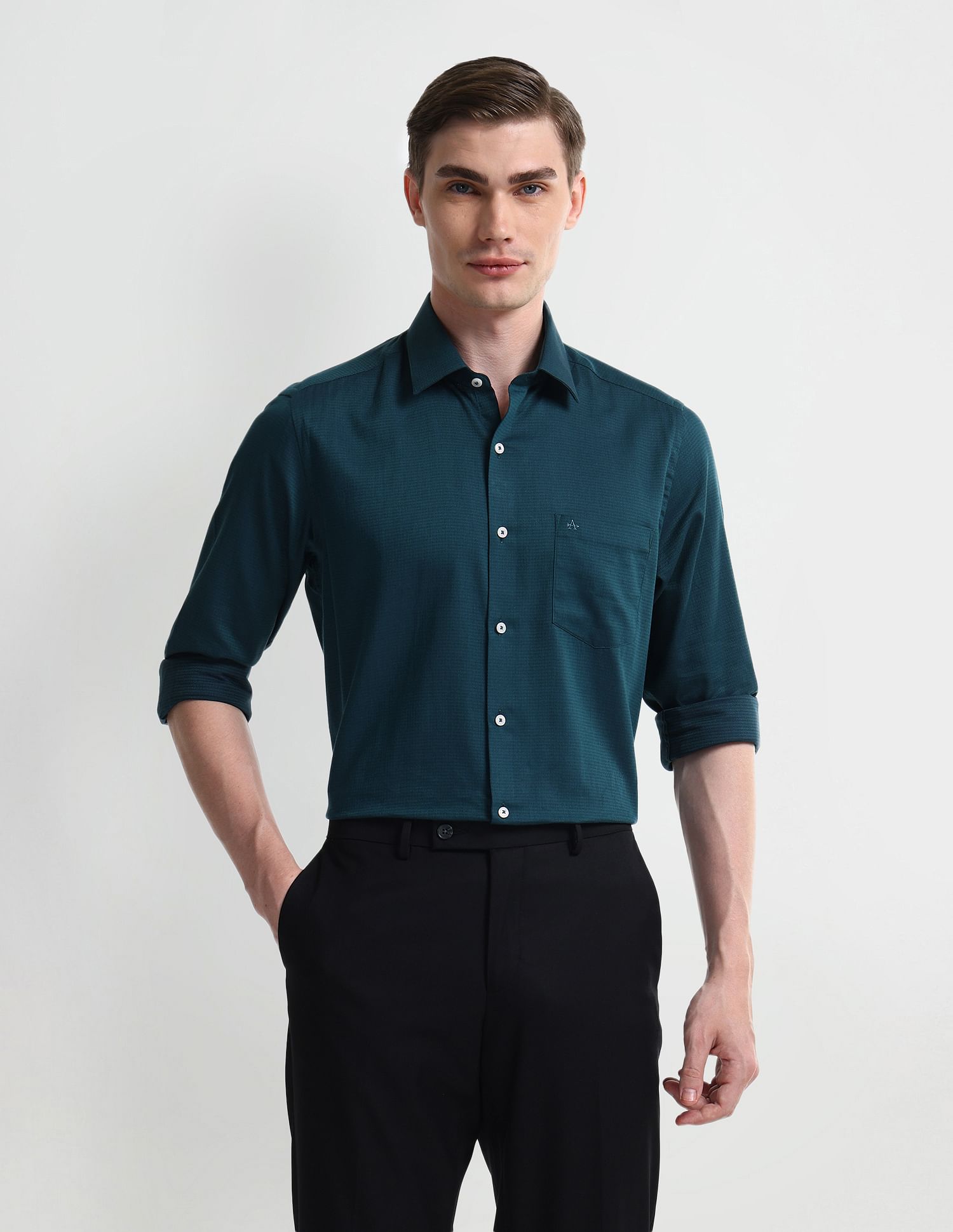 Arrow Long Sleeve Slim Fit Dobby Shirt