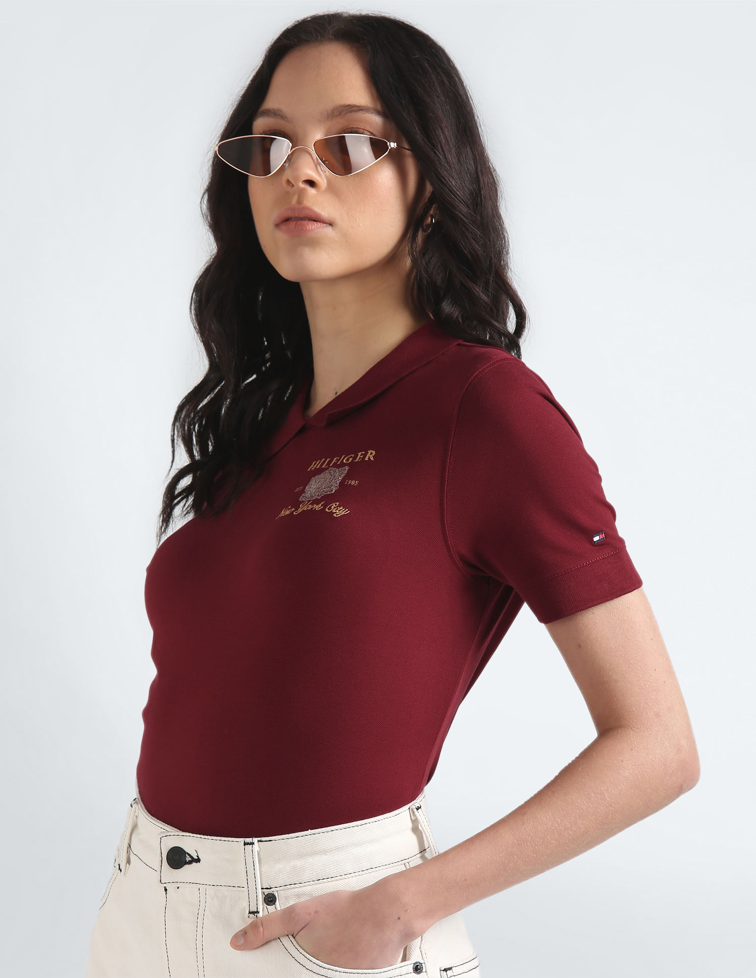 Tommy Hilfiger Sequin Crest Cotton Polo Shirt