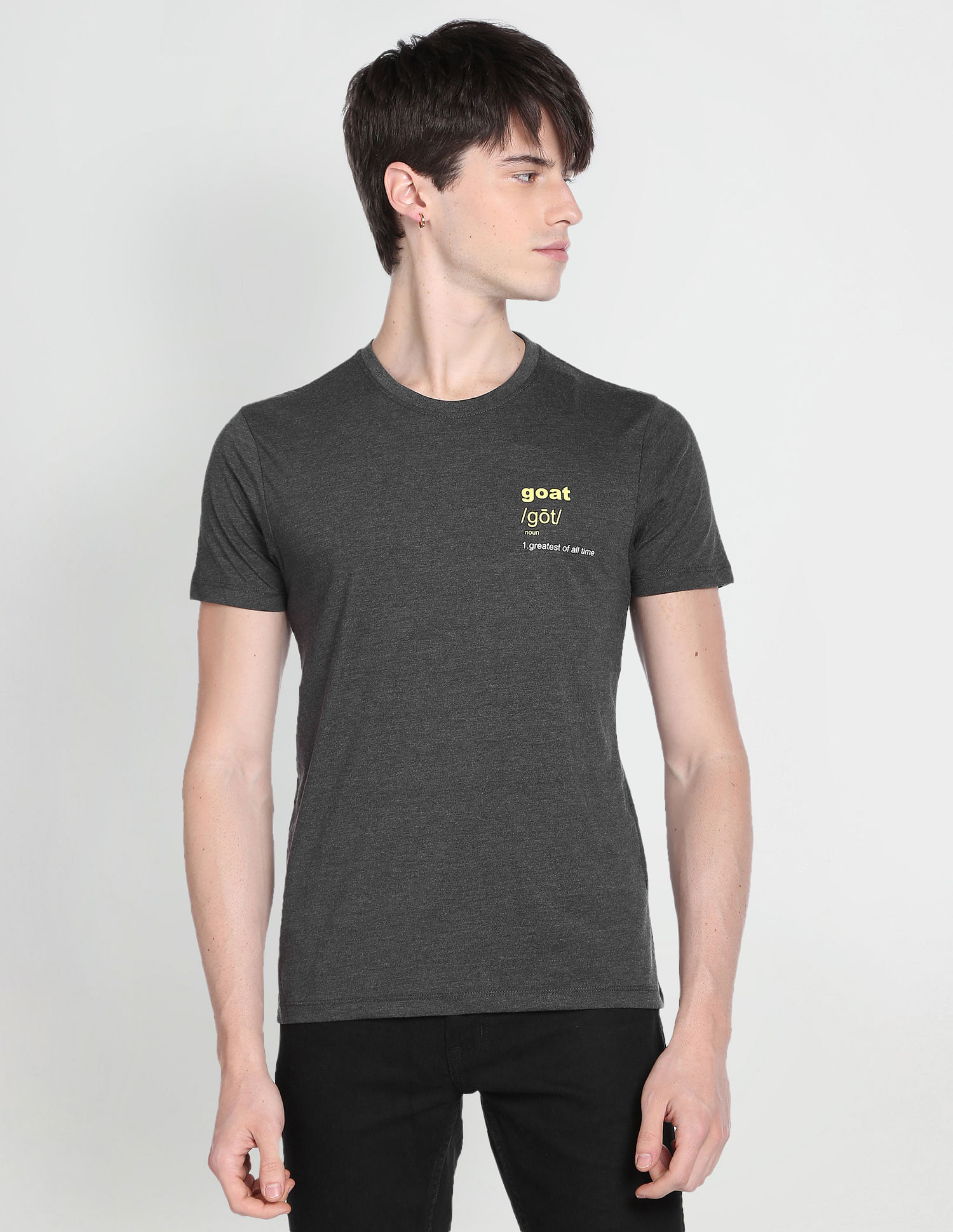 Flying Machine Cotton Solid T-Shirt