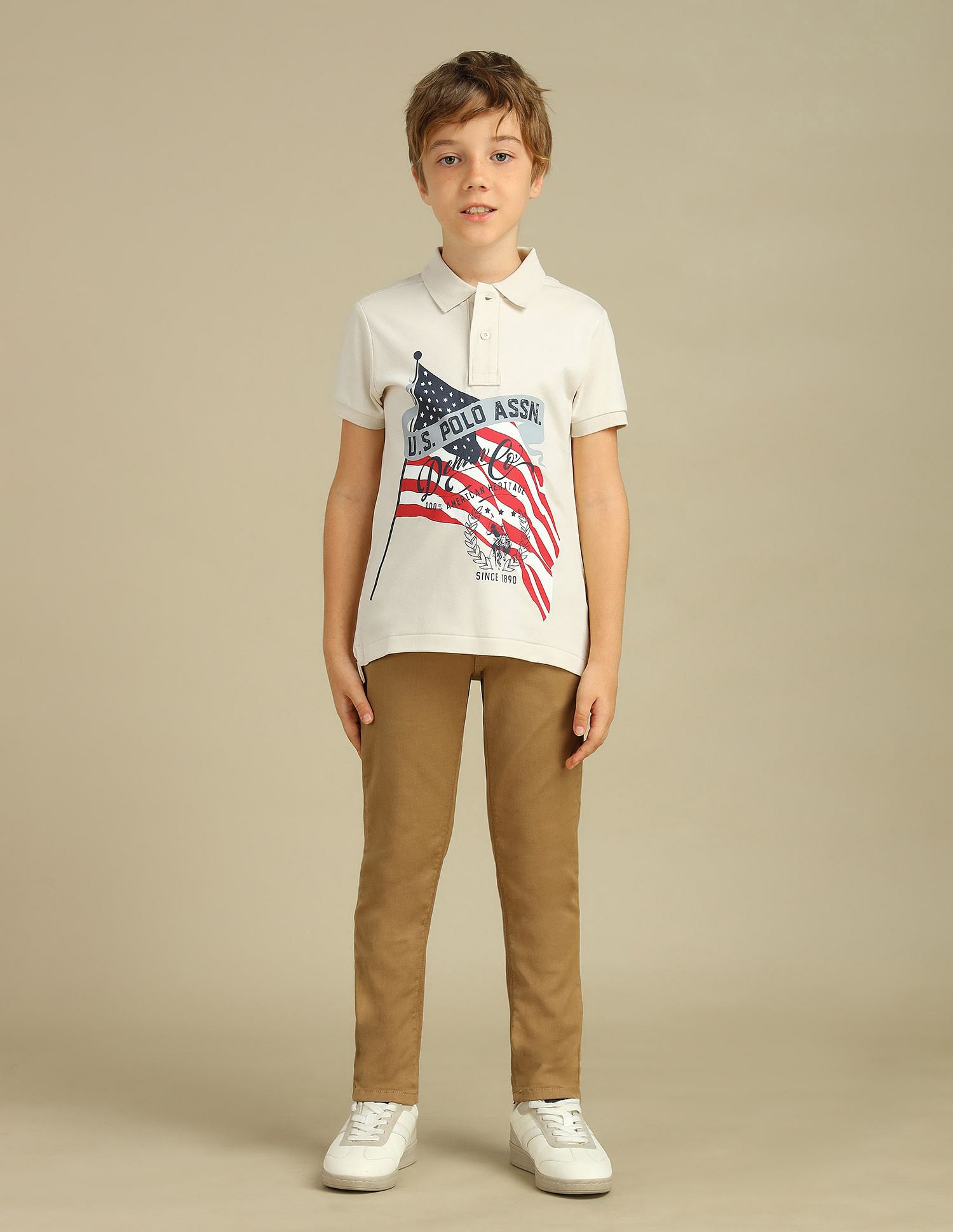 U.S. Polo Assn. Kids Boys Brand Printed Regular Fit Polo Shirt