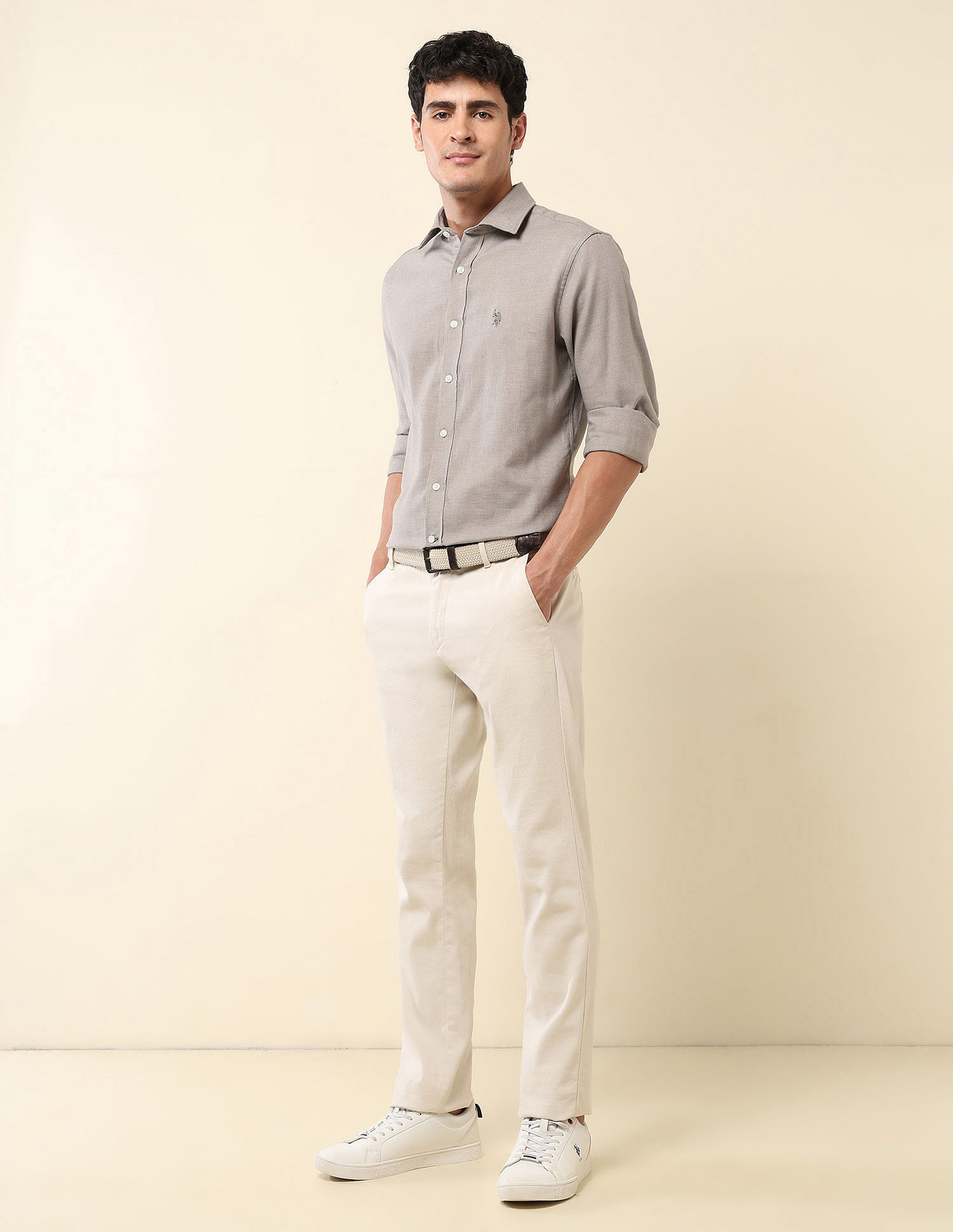 U.S. Polo Assn. Tailored Fit Pure Cotton Dobby Shirt