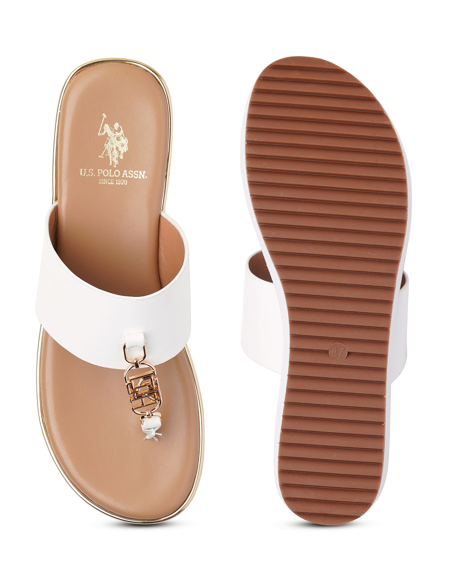 U.S. Polo Assn. Women Toe Separator Alessia Wedge Sandals