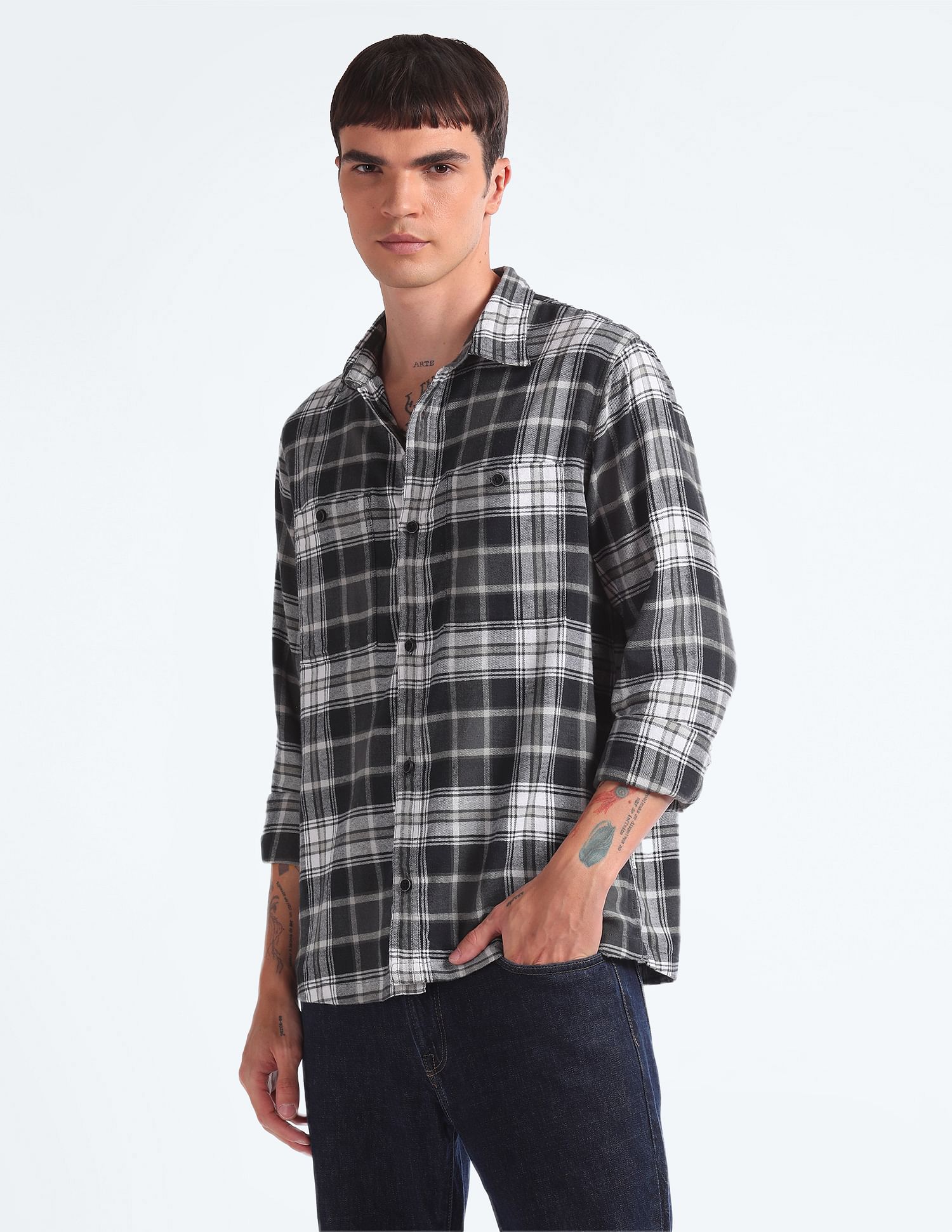 Flying Machine Tartan Check Relaxed Overshirt