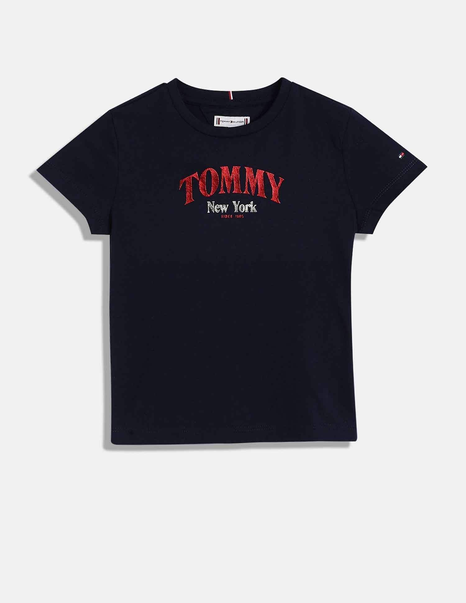 Tommy Hilfiger Kids Girls Logo Regular-Fit Cotton T-Shirt