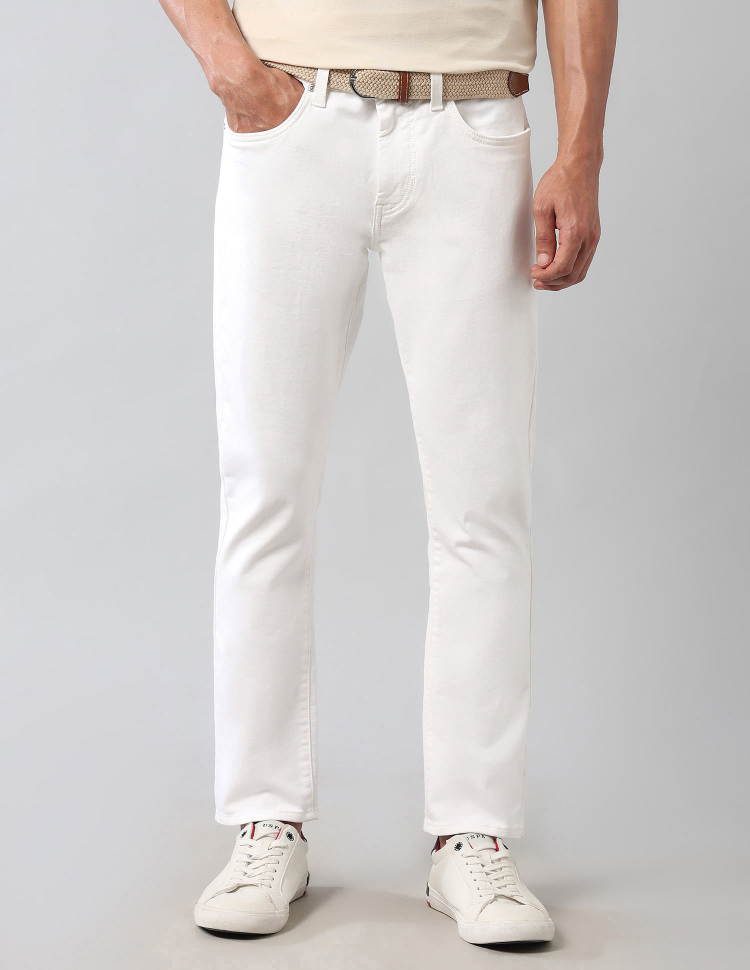 U.S. Polo Assn. Denim Co. Henry Tapered Fit White Ultra Soft Jeans
