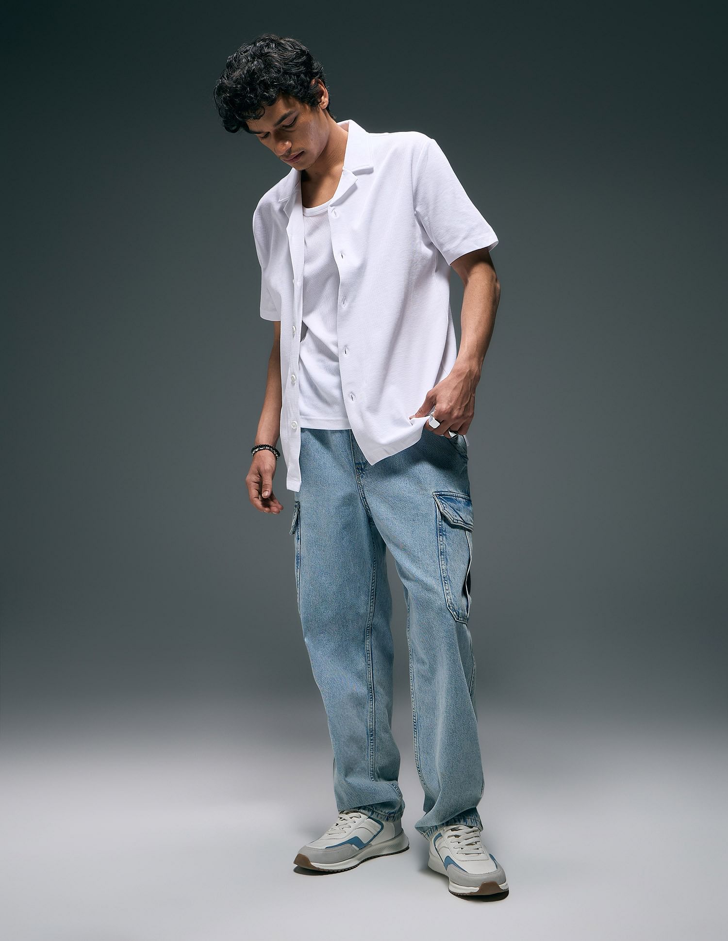 Flying Machine Cuban Collar Knitted Shirt