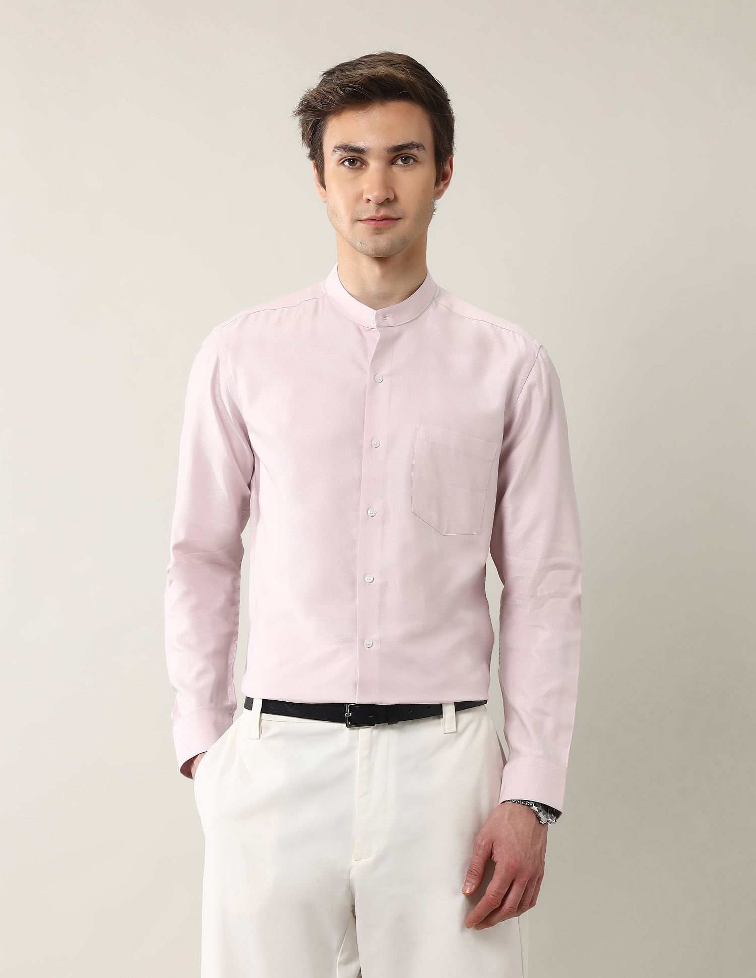 Arrow Manhattan Slim Fit Mandarin Collar Ceremonial Shirt