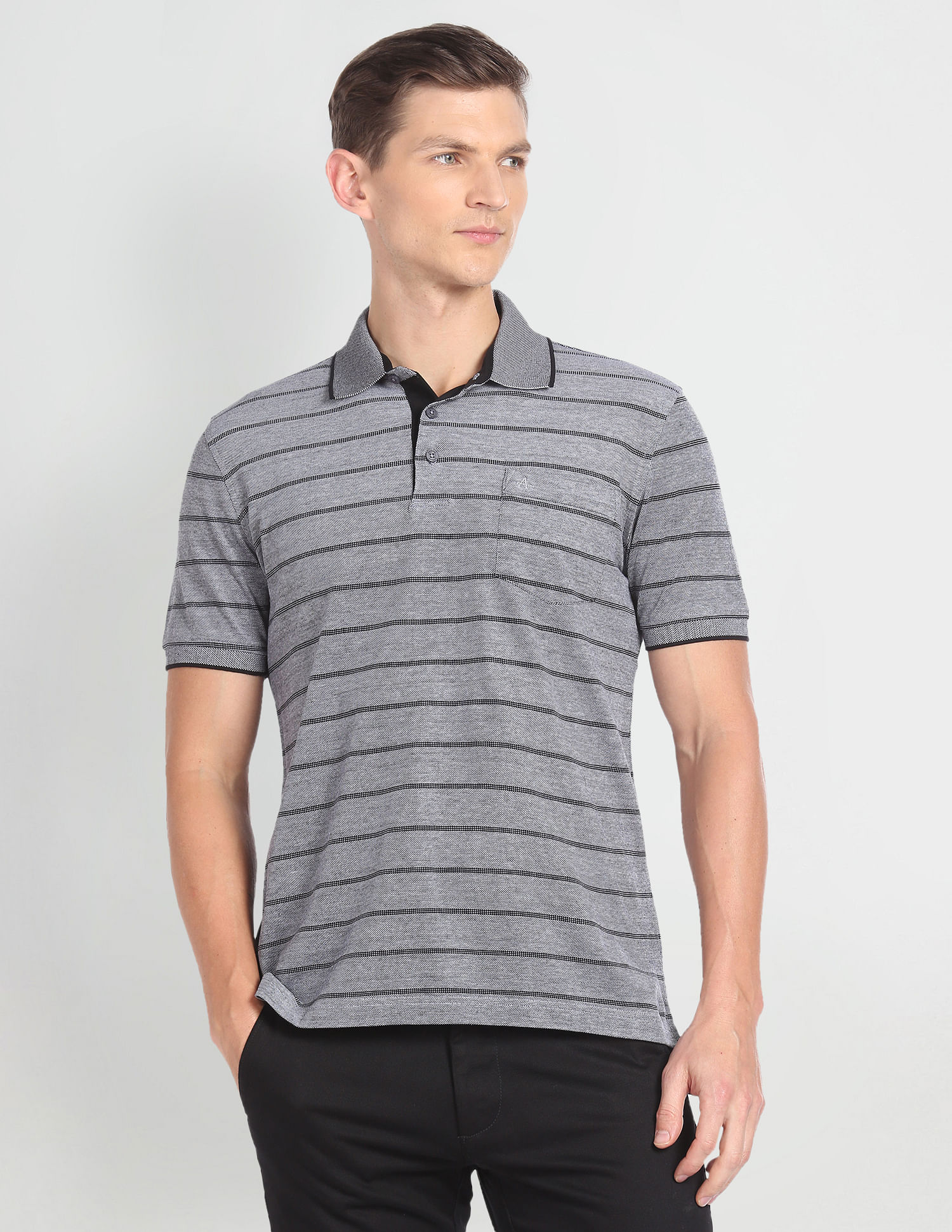 Arrow Horizontal Stripe Cotton Polo Shirt