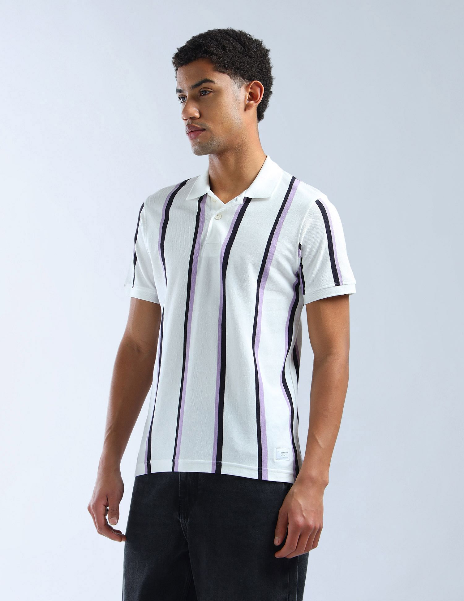 Flying Machine Vertical Striped Digitopia Polo Shirt