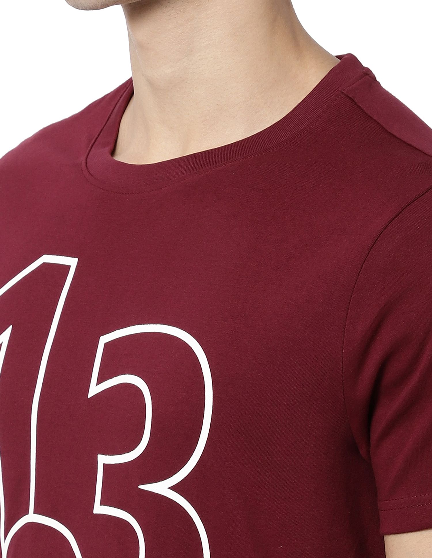 AD by Arvind Crew Neck Typographic Print Cotton T-Shirt