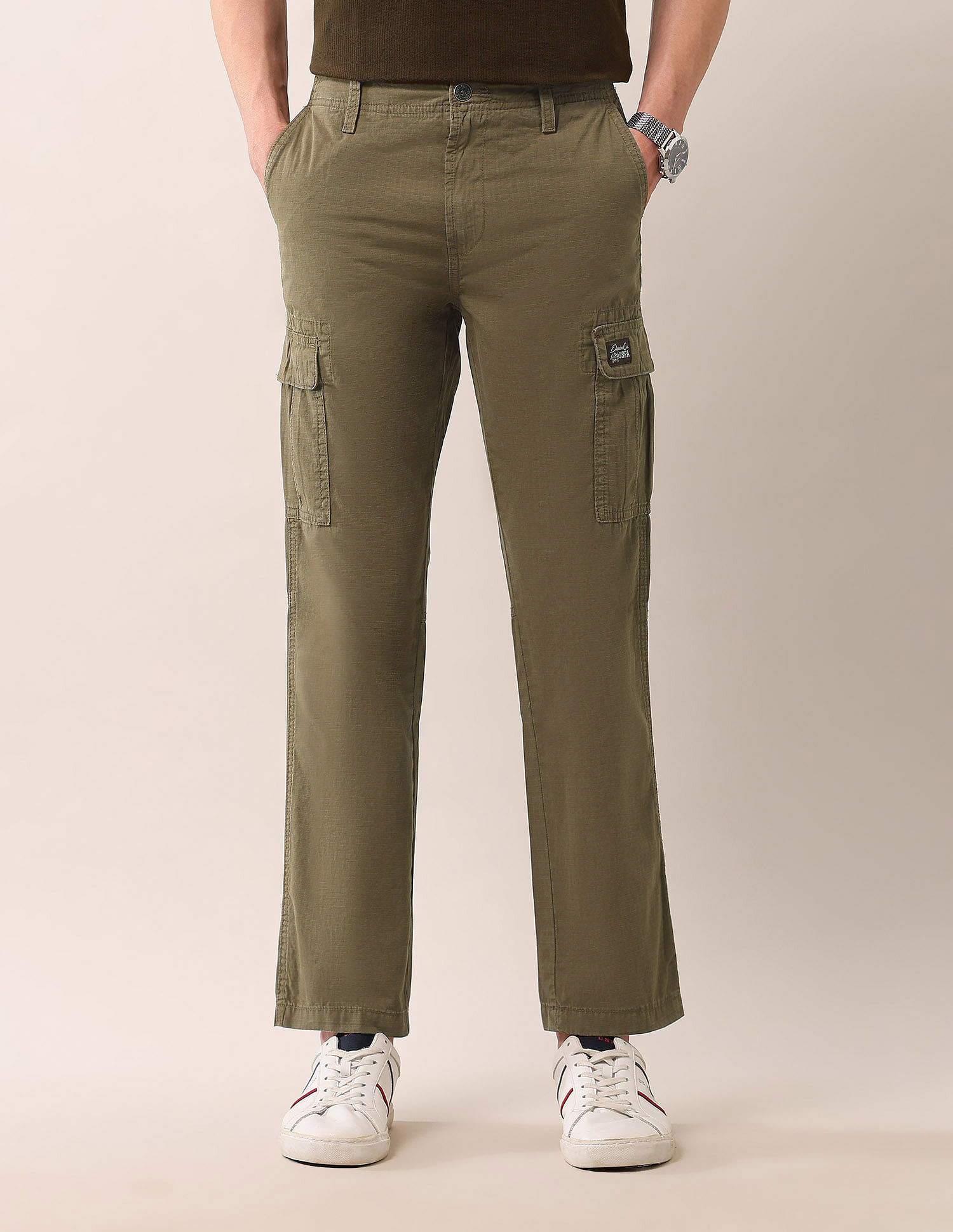 U.S. Polo Assn. Denim Co. Mid Rise Straight Fit Textured Cargos